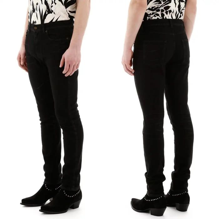 Saint Laurent Paris Lightly Coated D21 Skinny Jeans