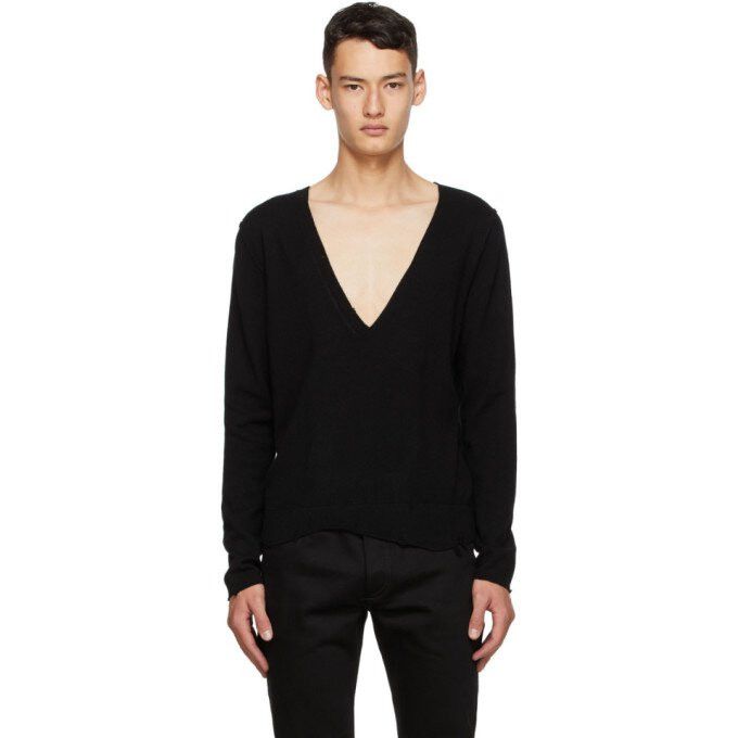 Saint Laurent Paris Distressed Cashmere Sweater Size US L / EU 52-54 / 3 - 1 Thumbnail