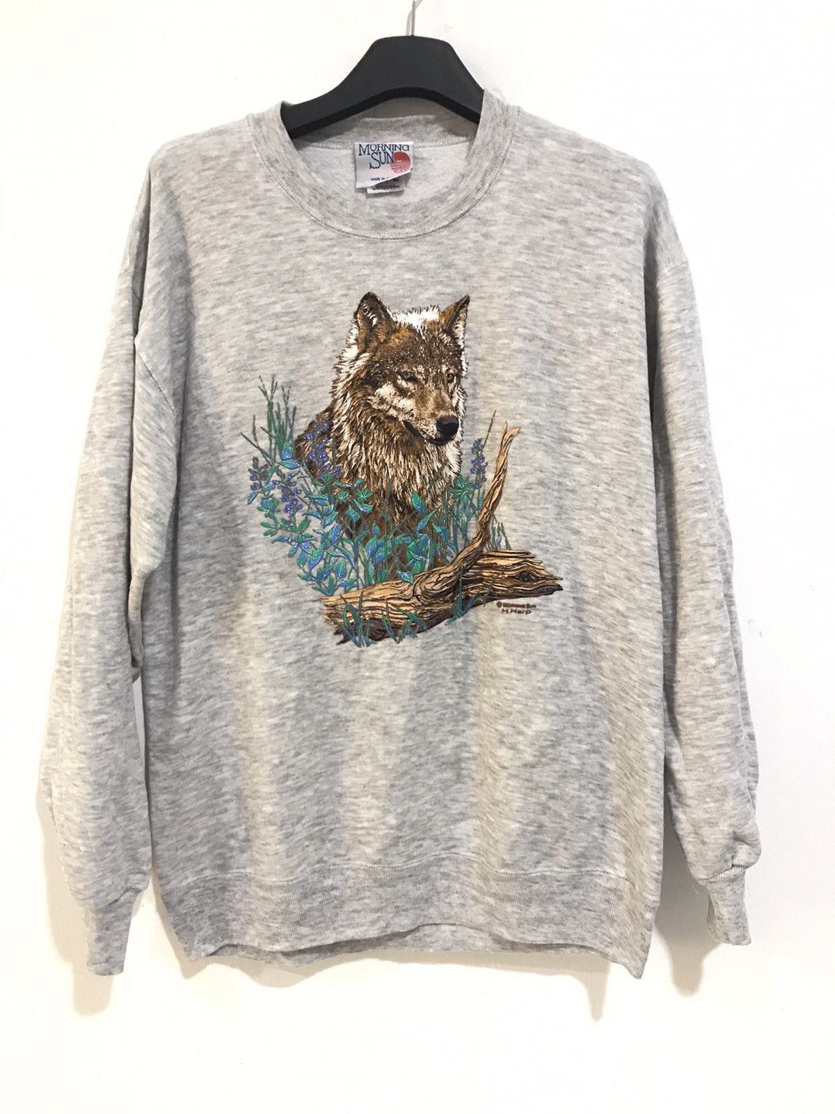 90’s Vintage Wolf Sweatshirt Animal All Over Print USA Made