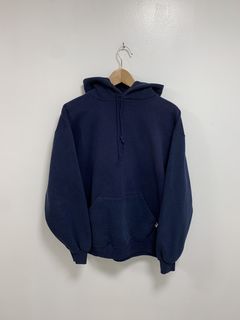 90s Royal Blue Russell Athletic Double Face Blank Hoodie M K02