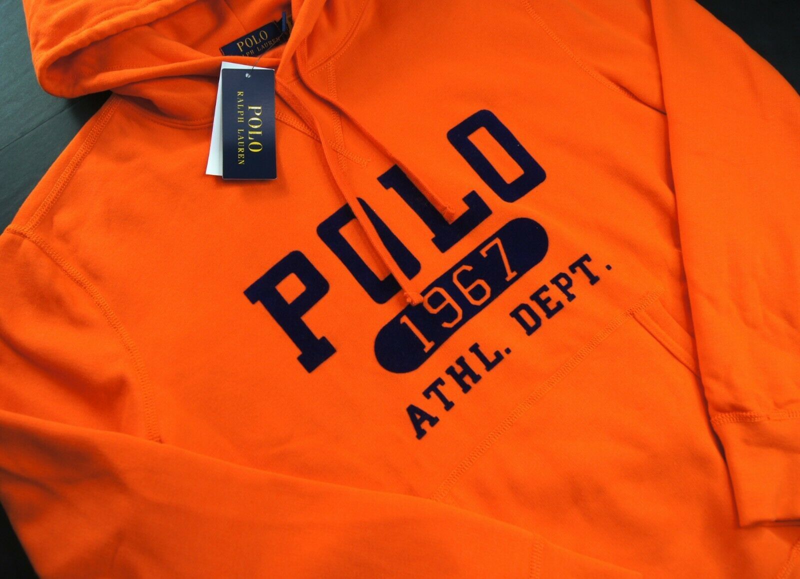 Polo Ralph Lauren Polo Ralph Lauren 1967 Athl Dep Orange Hoodie Pullover XXL Size US XXL / EU 58 / 5 - 4 Thumbnail