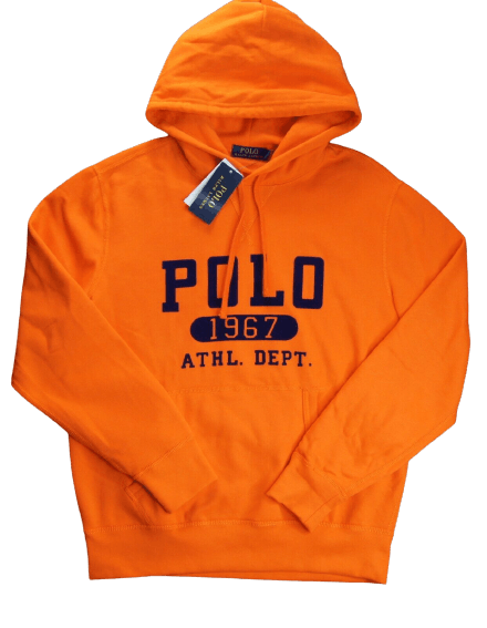 Image of Polo Ralph Laurent 1967 Athl Dep Orange Hoodie Pullover , Men's (Size 2XL)