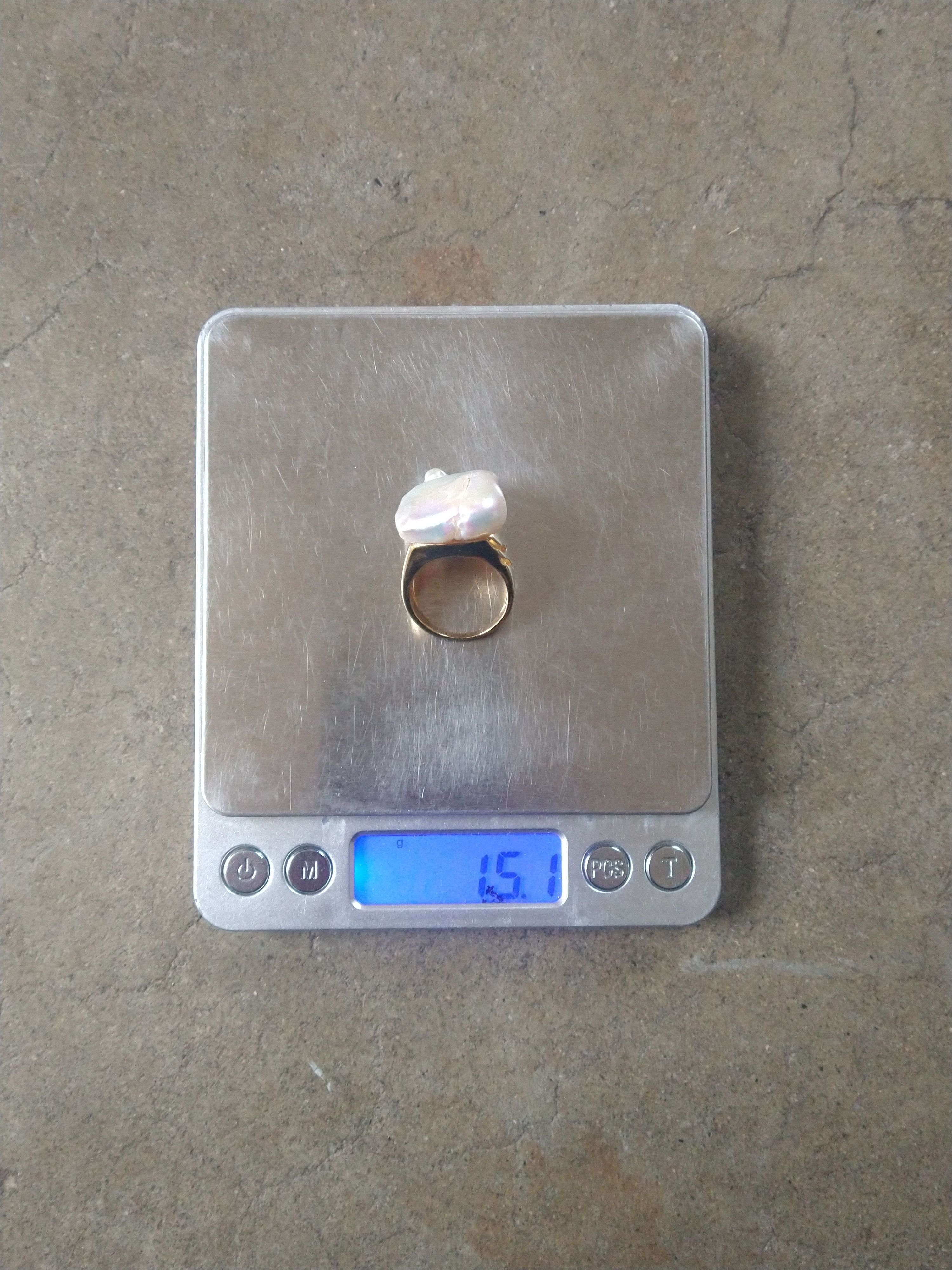 Jewelry × Sterling Silver Sterling Silver Ring Size 8.25 Baroque Pearl Modern Gold Size ONE SIZE - 17 Thumbnail