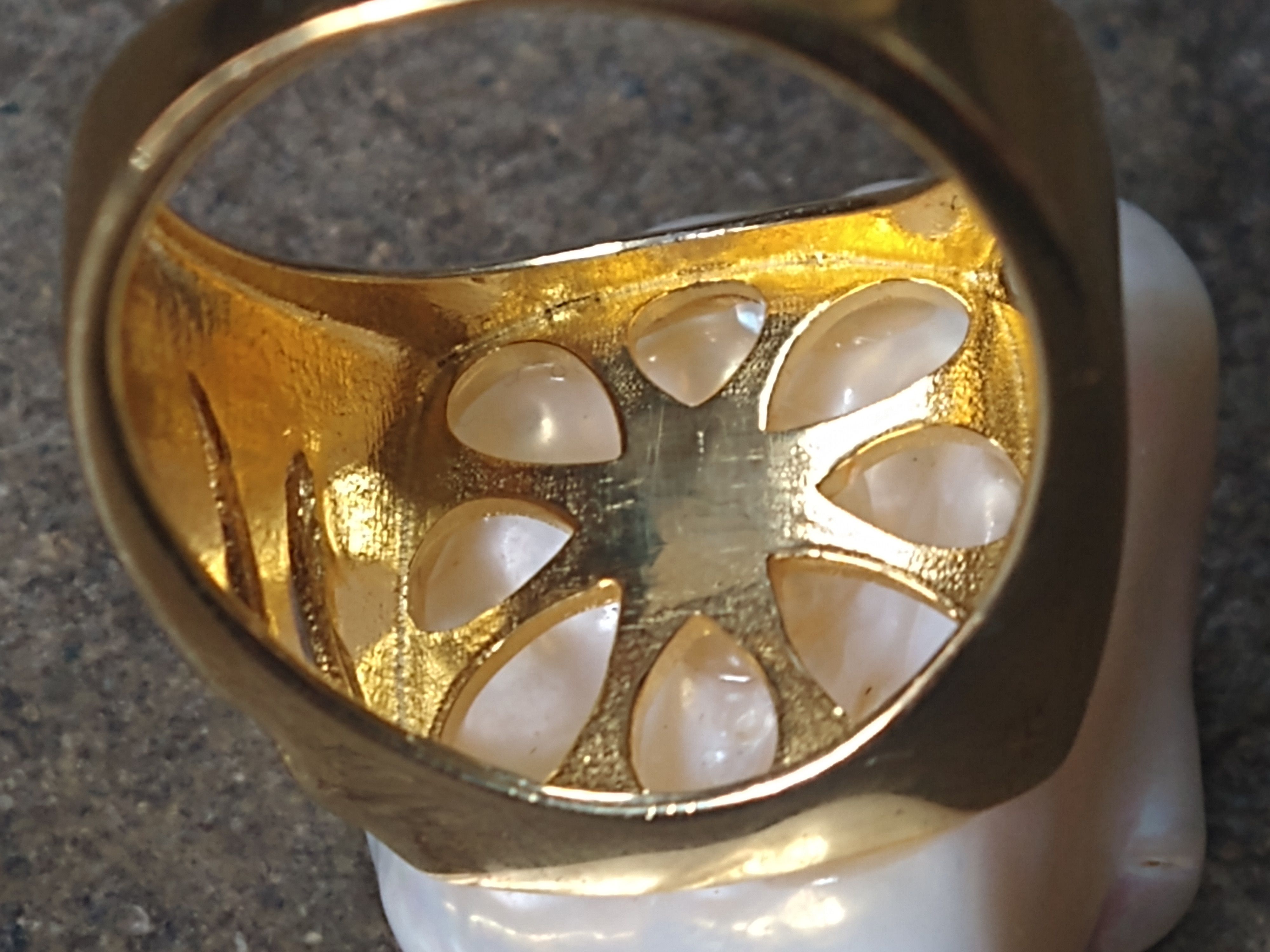 Jewelry × Sterling Silver Sterling Silver Ring Size 8.25 Baroque Pearl Modern Gold Size ONE SIZE - 8 Thumbnail