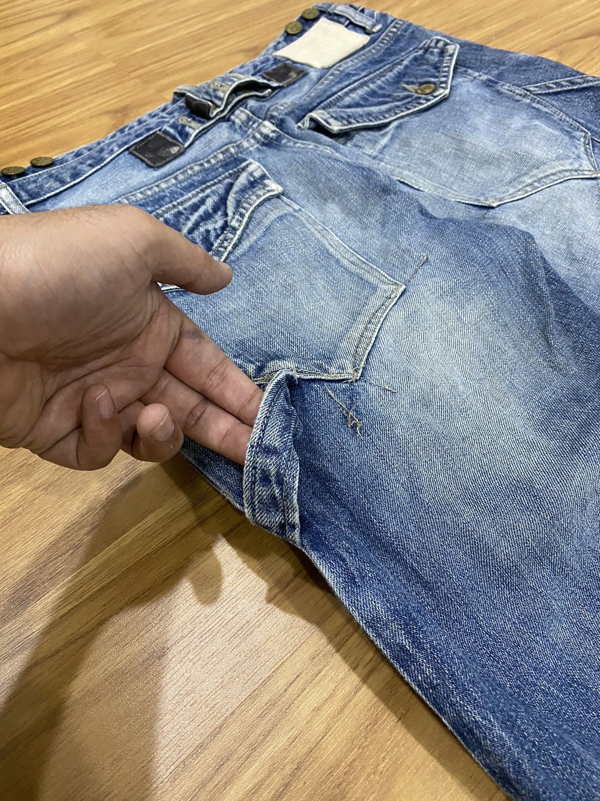 Japanese Brand PPFM Double Inside Pocket Button Distressed Jeans Size US 30 / EU 46 - 15 Thumbnail