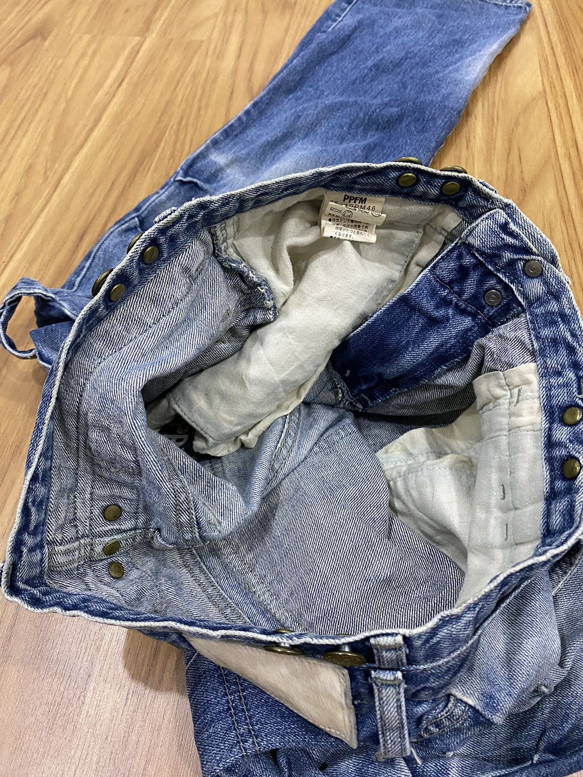 Japanese Brand PPFM Double Inside Pocket Button Distressed Jeans Size US 30 / EU 46 - 11 Thumbnail