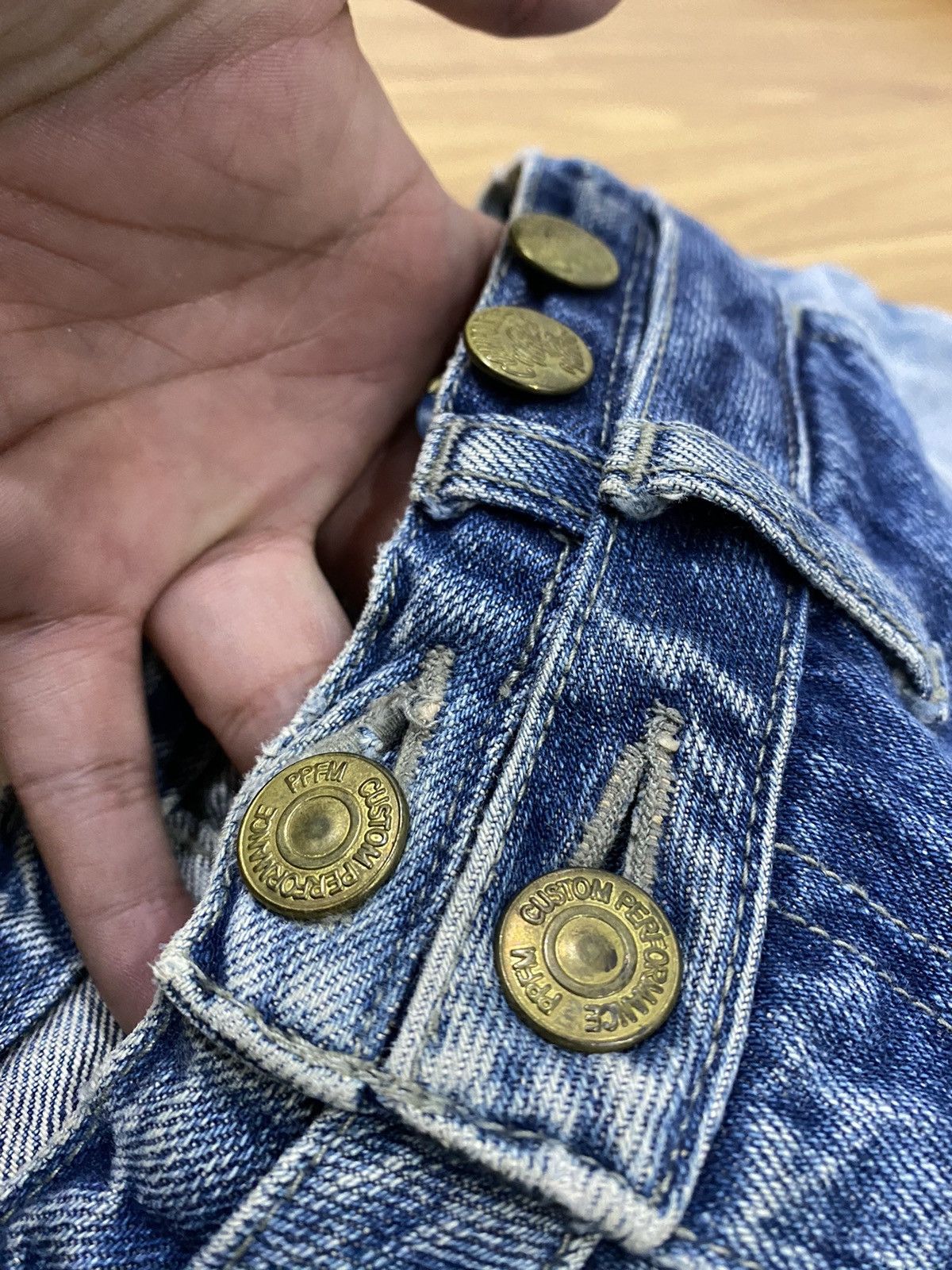 Japanese Brand PPFM Double Inside Pocket Button Distressed Jeans Size US 30 / EU 46 - 3 Thumbnail
