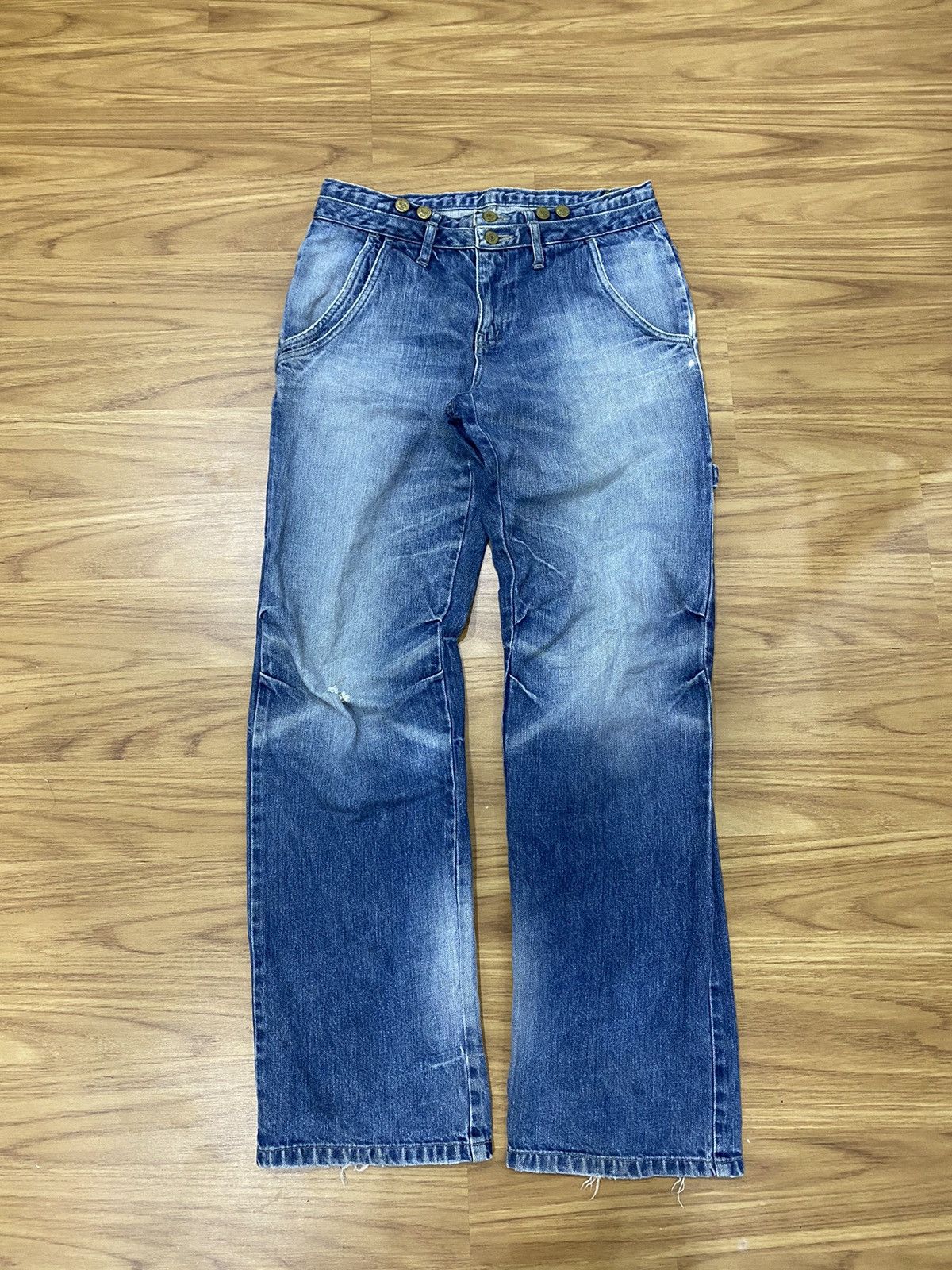 Japanese Brand PPFM Double Inside Pocket Button Distressed Jeans Size US 30 / EU 46 - 1 Thumbnail