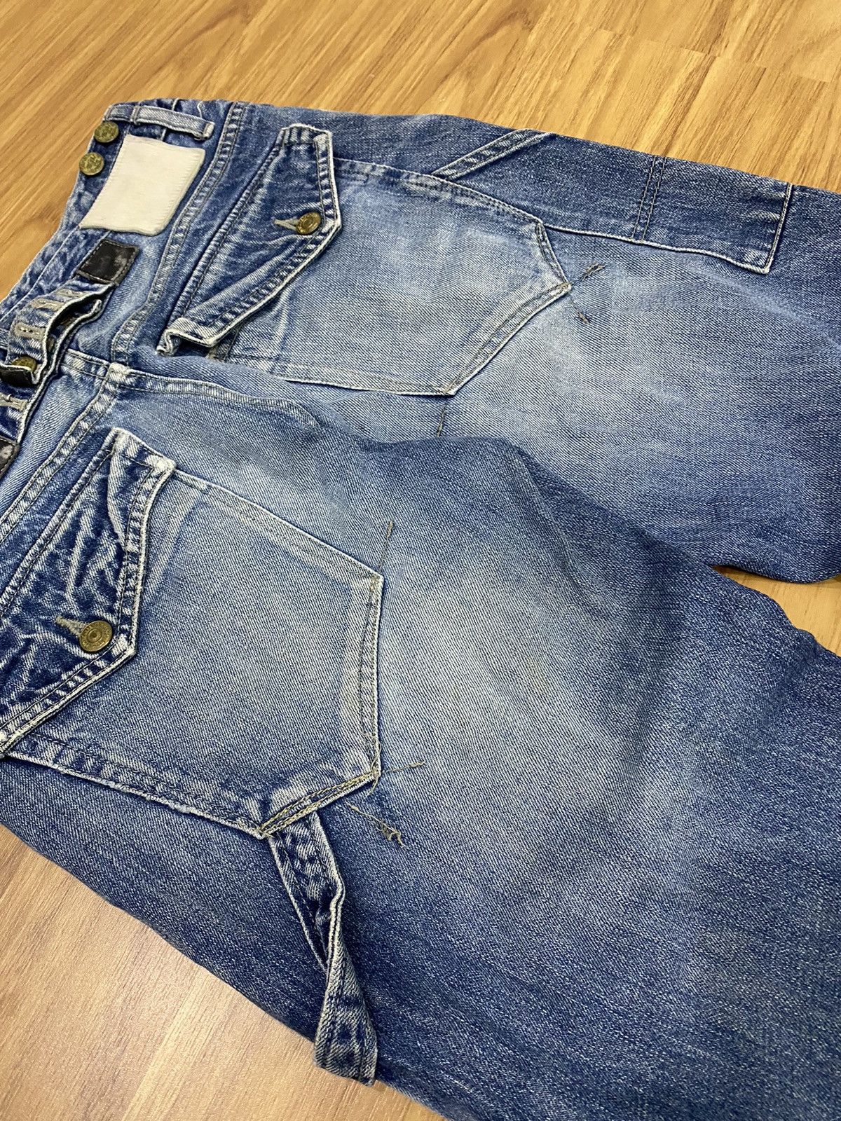 Japanese Brand PPFM Double Inside Pocket Button Distressed Jeans Size US 30 / EU 46 - 14 Thumbnail