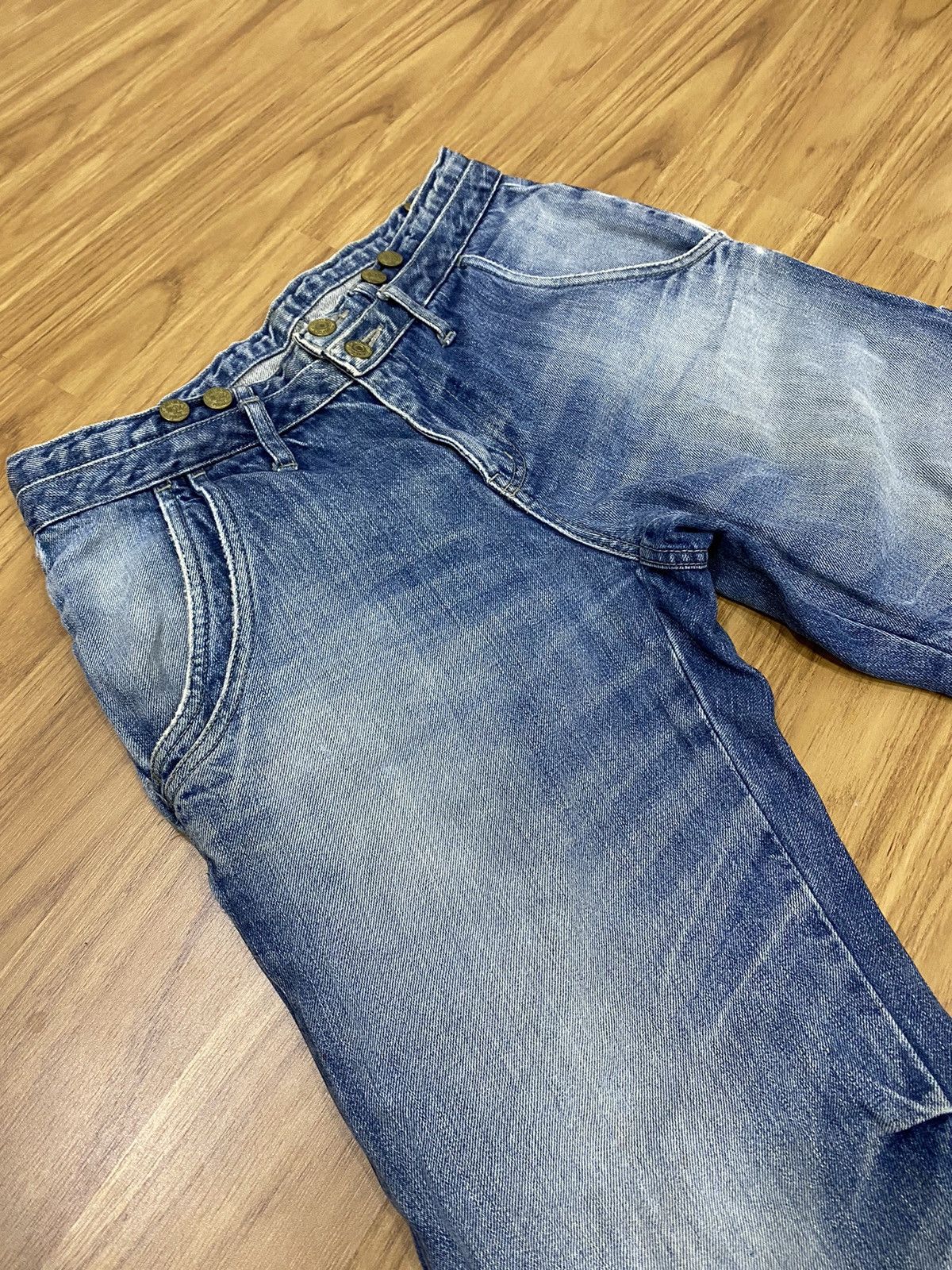 Japanese Brand PPFM Double Inside Pocket Button Distressed Jeans Size US 30 / EU 46 - 4 Thumbnail