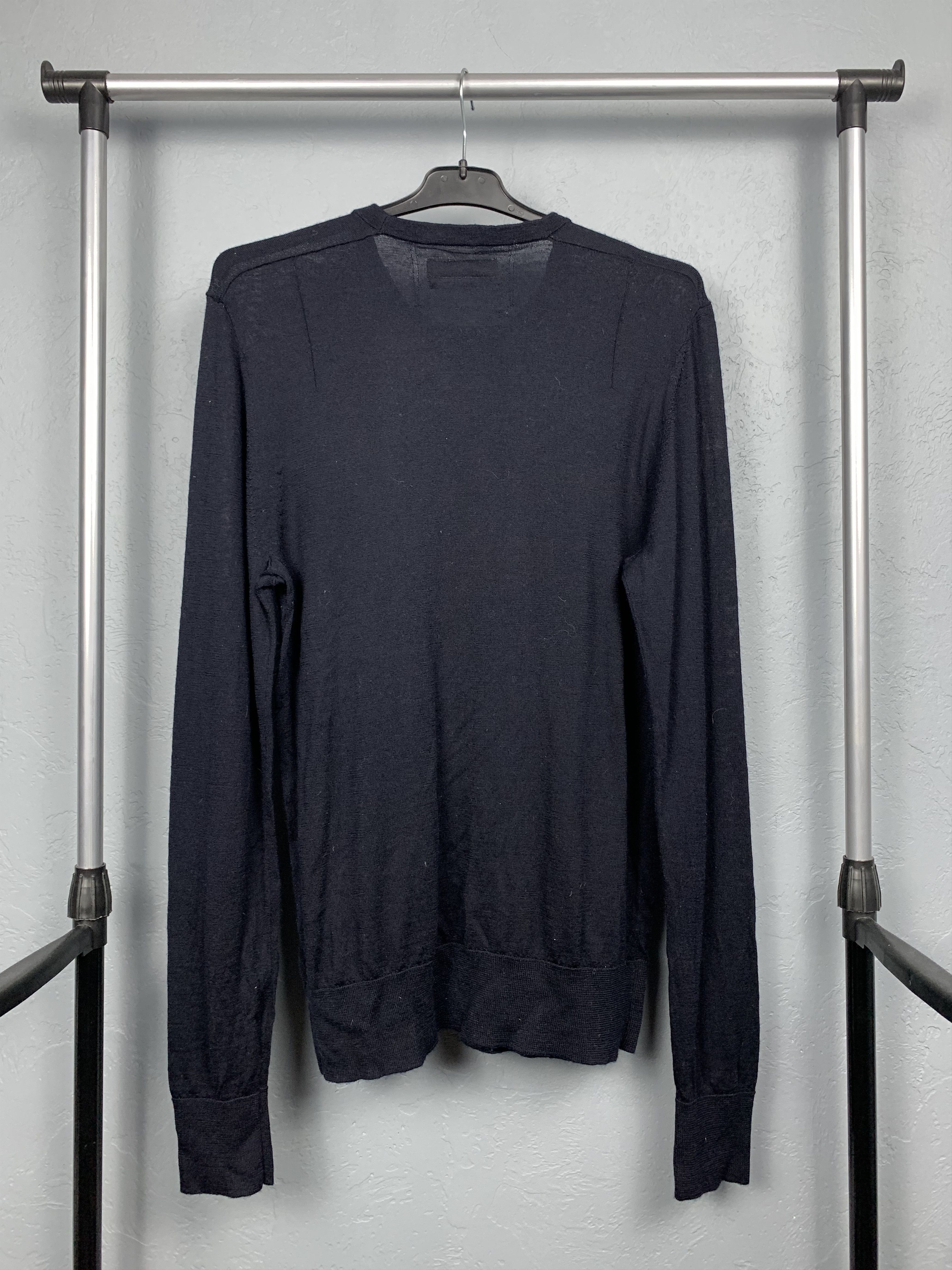 Allsaints × Vintage AllSaints Mens Mode Merino Wool Knit Sweater Navy Blue Size US M / EU 48-50 / 2 - 5 Thumbnail
