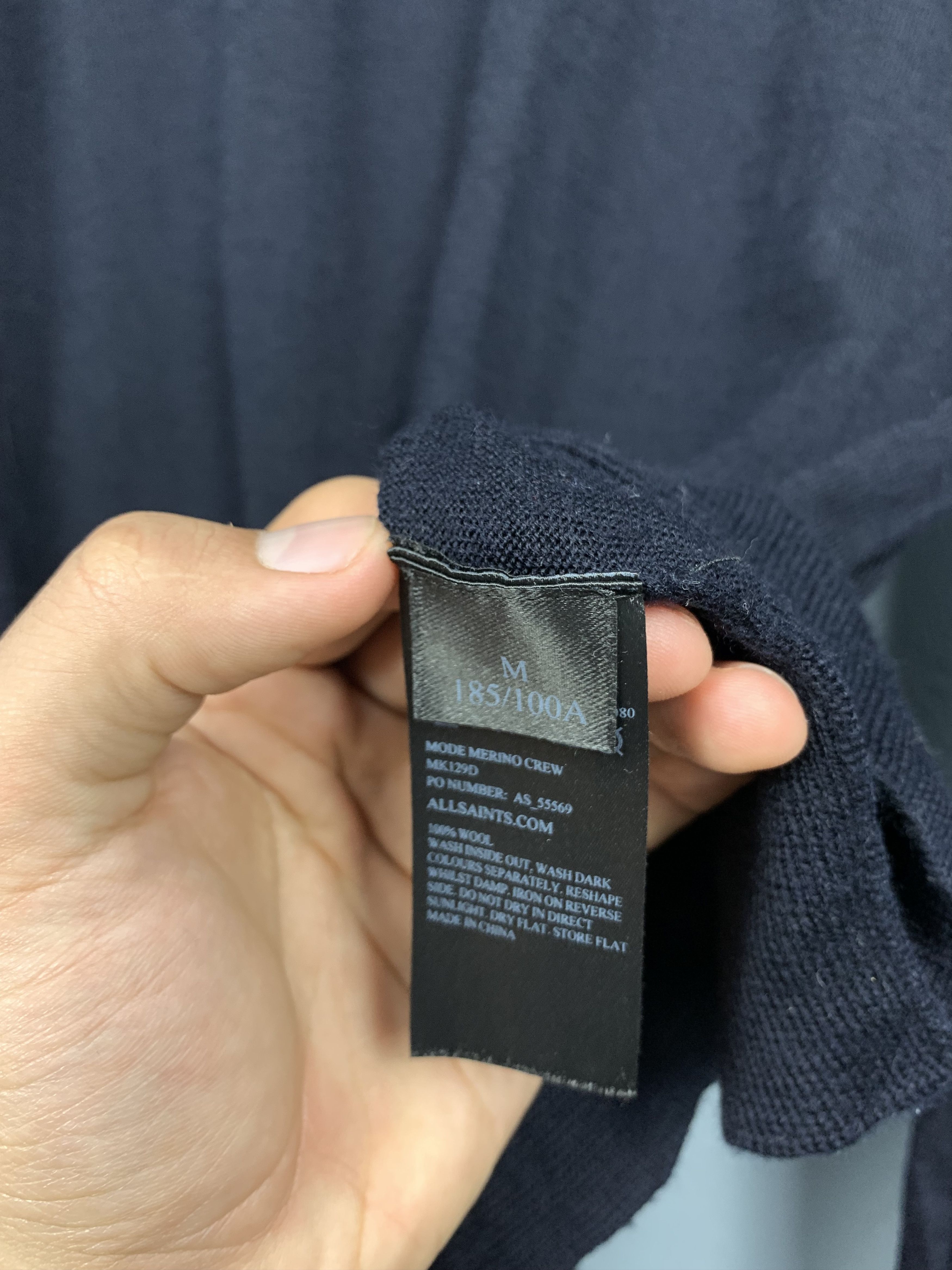 Allsaints × Vintage AllSaints Mens Mode Merino Wool Knit Sweater Navy Blue Size US M / EU 48-50 / 2 - 4 Thumbnail