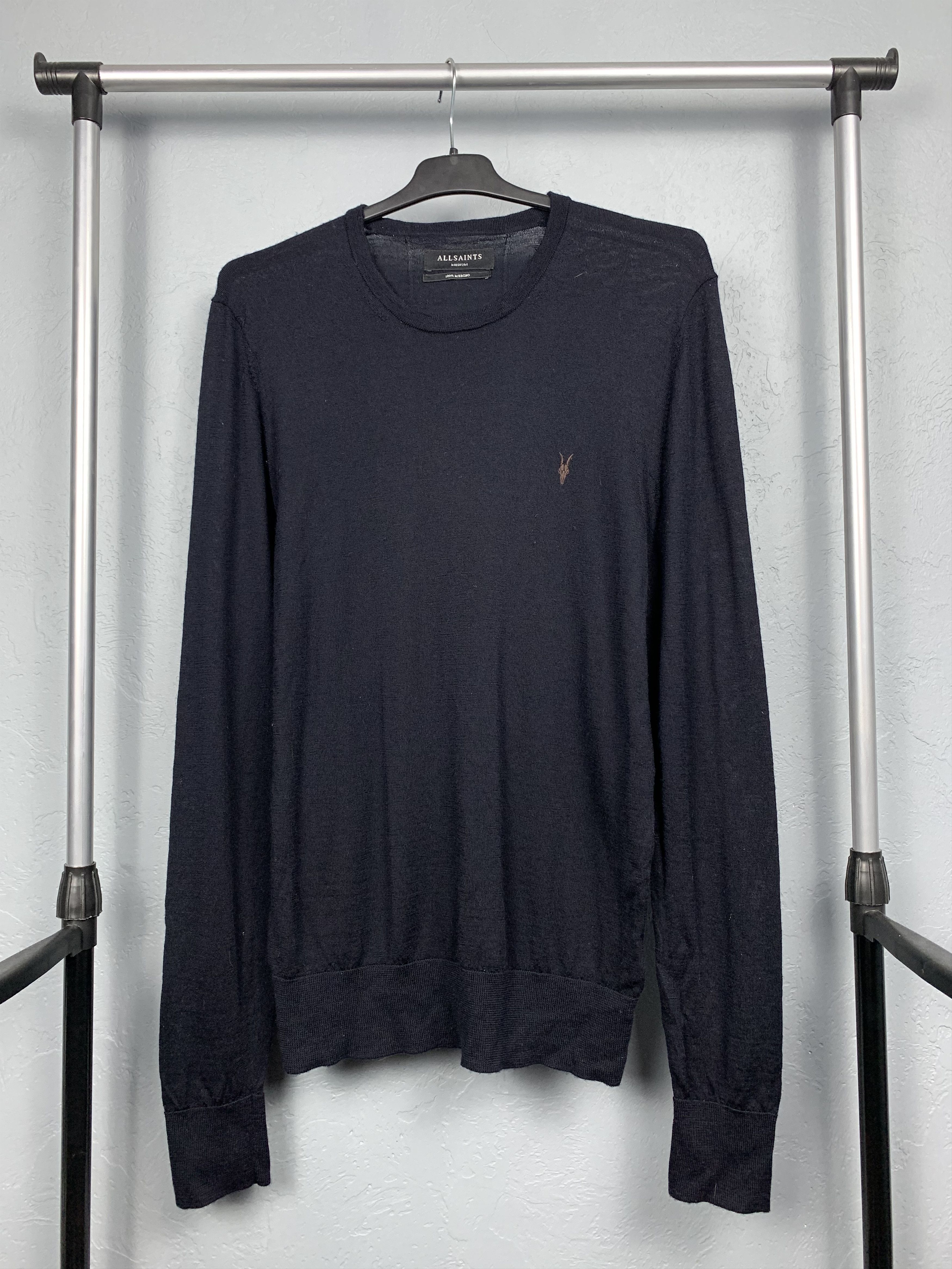 Allsaints × Vintage AllSaints Mens Mode Merino Wool Knit Sweater Navy Blue Size US M / EU 48-50 / 2 - 1 Thumbnail
