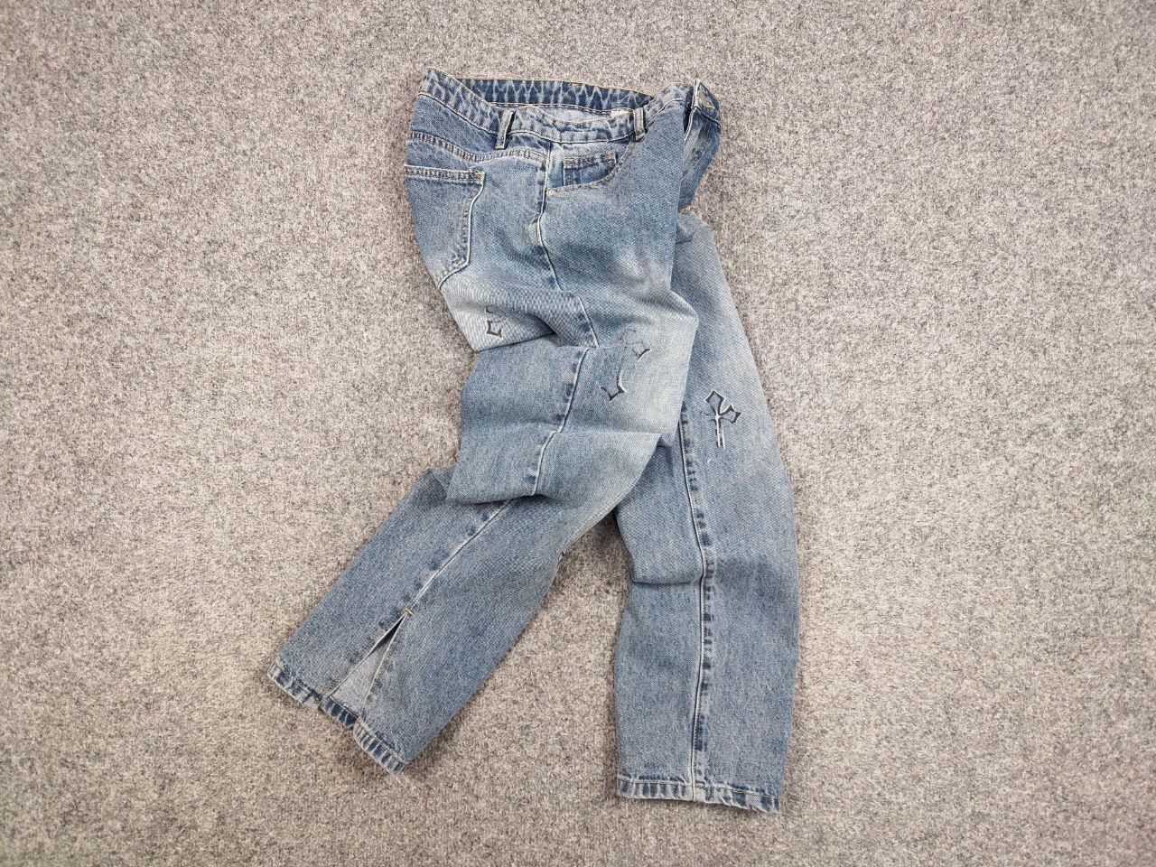 Handmade Vintage Custom Chrome Hearts Print Handmade Denim Jeans Size 28" / US 6 / IT 42 - 17 Thumbnail