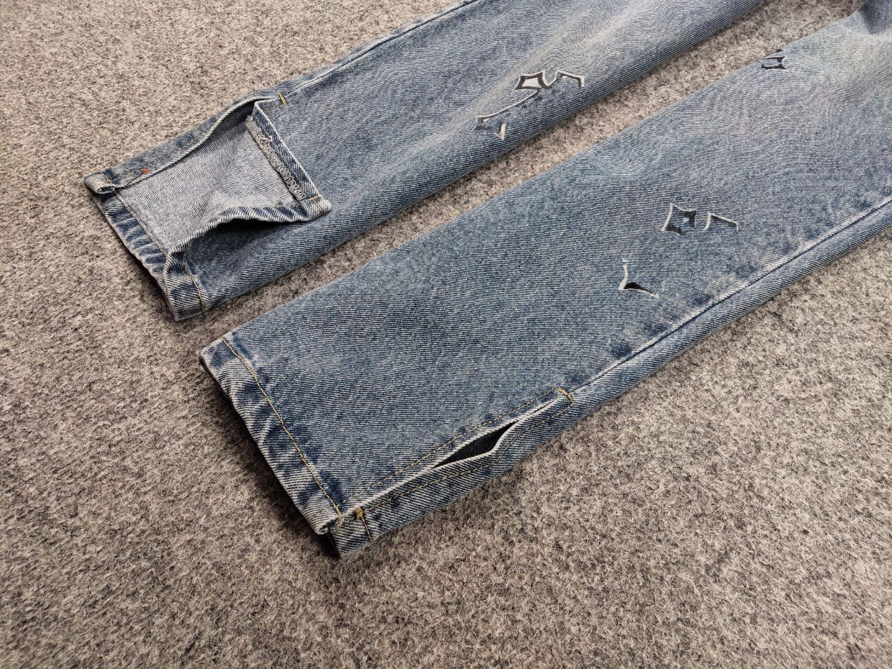 Handmade Vintage Custom Chrome Hearts Print Handmade Denim Jeans Size 28" / US 6 / IT 42 - 6 Thumbnail