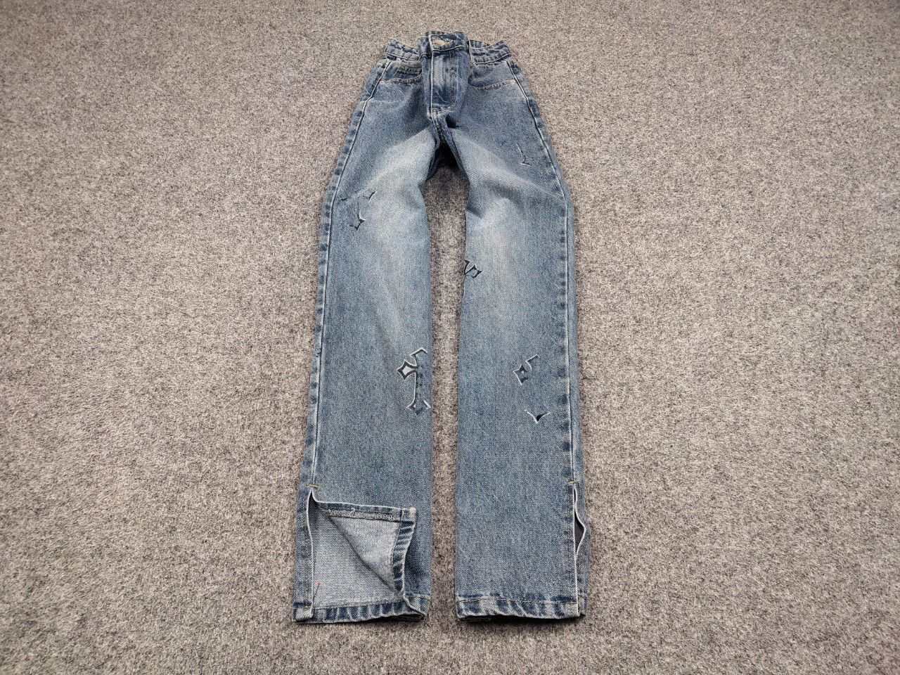 Handmade Vintage Custom Chrome Hearts Print Handmade Denim Jeans Size 28" / US 6 / IT 42 - 2 Thumbnail