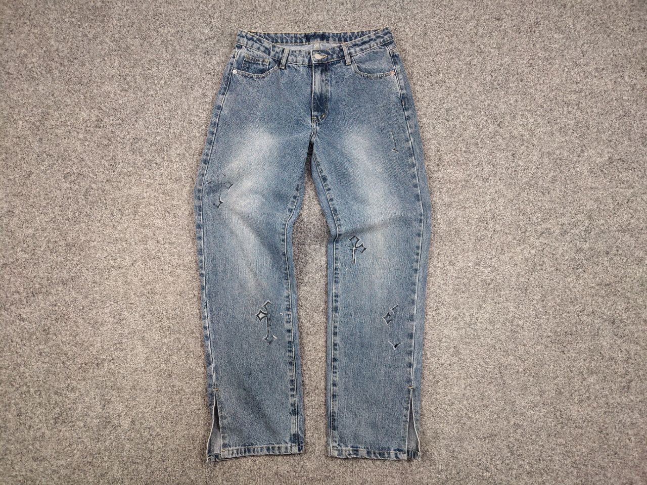 Handmade Vintage Custom Chrome Hearts Print Handmade Denim Jeans Size 28" / US 6 / IT 42 - 14 Thumbnail