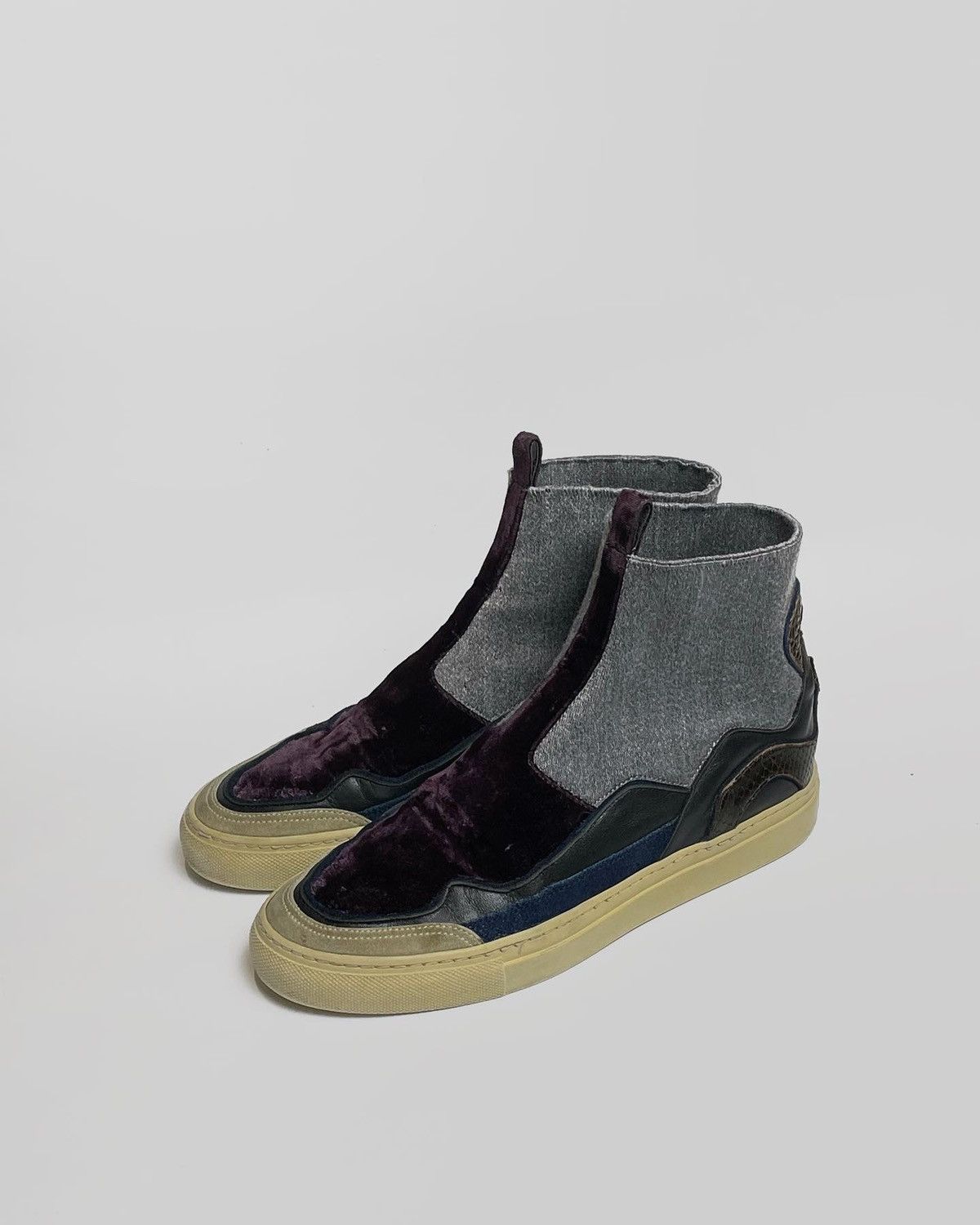 Dries Van Noten NEW! DRIES VAN NOTEN grey wool high top sneaker Size US 7.5 / EU 40-41 - 1 Thumbnail