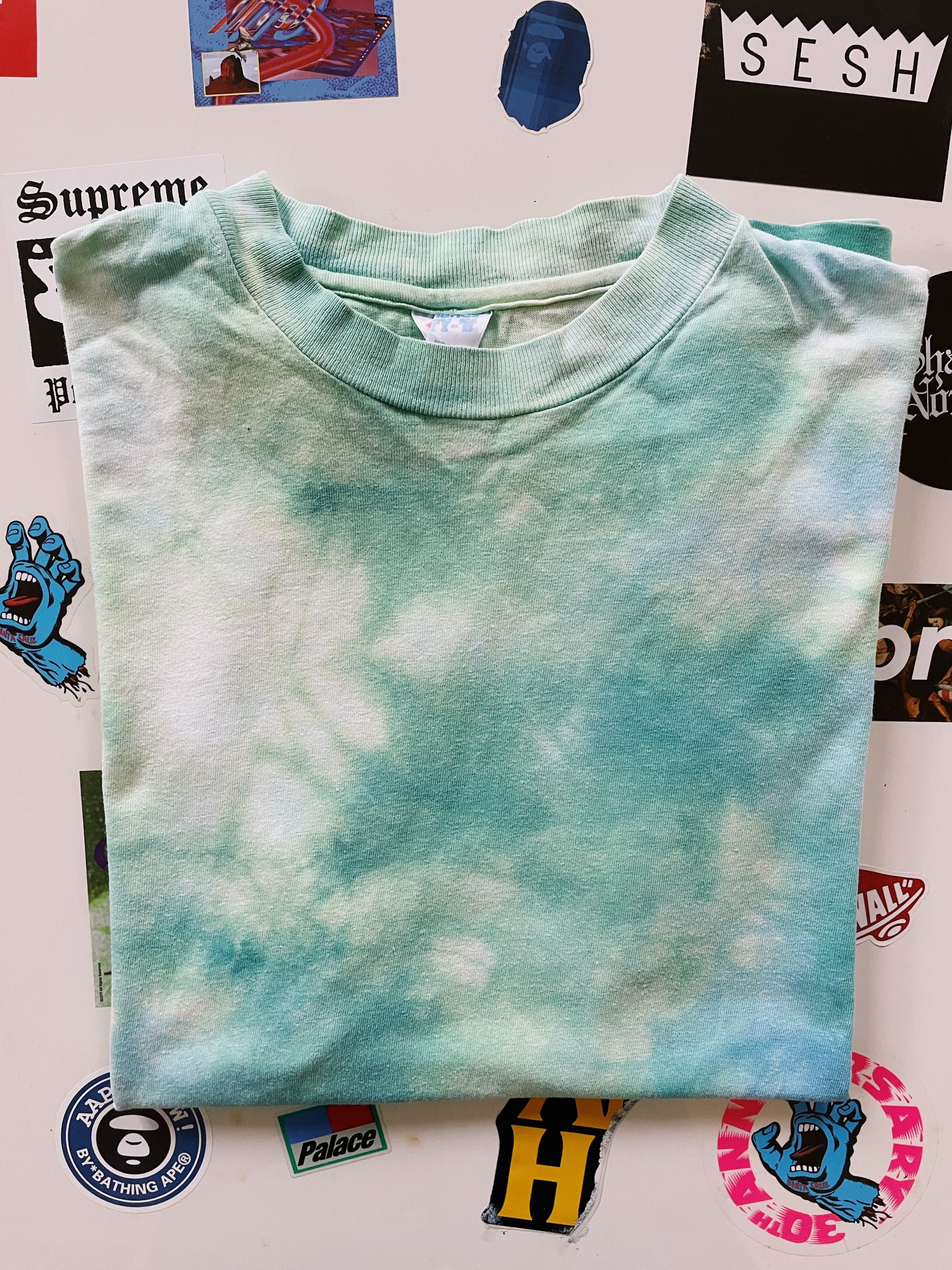 Hanes Vintage 90s Hanes Beefy-T Tie Dye T-shirt Green / Blue Size US L / EU 52-54 / 3 - 4 Thumbnail