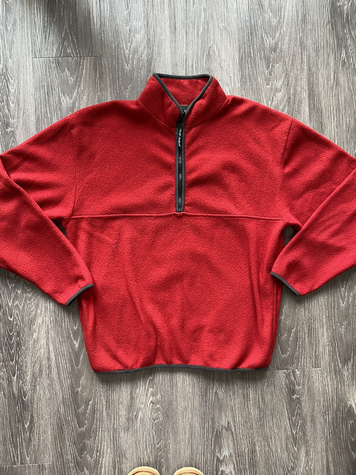 Old Navy × Vintage Vintage Old Navy Red Zip Fleece Jacket 00’s y2k Size US L / EU 52-54 / 3 - 1 Thumbnail