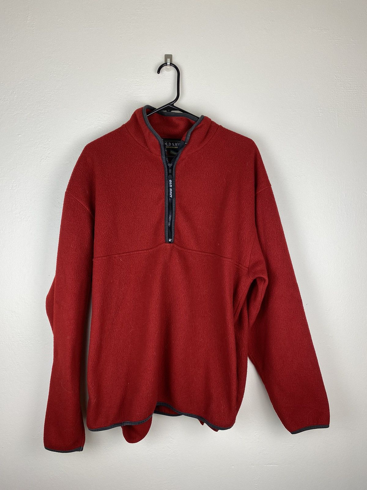 Old Navy × Vintage Vintage Old Navy Red Zip Fleece Jacket 00’s y2k Size US L / EU 52-54 / 3 - 2 Thumbnail
