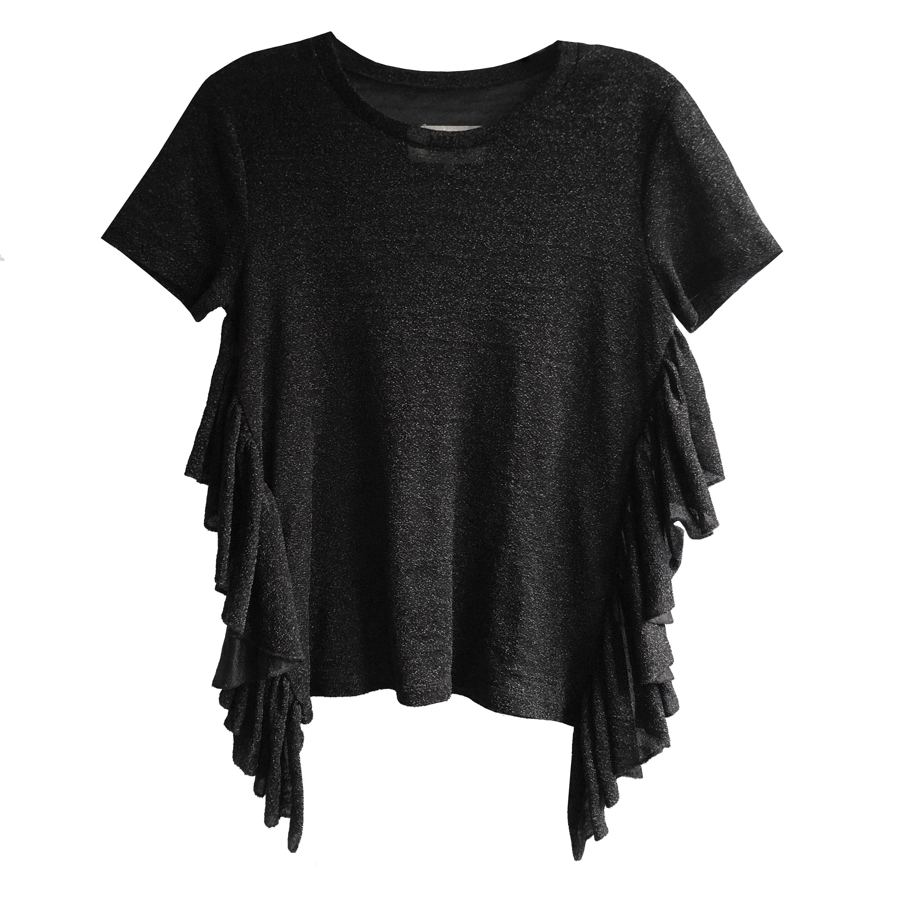 Maison Margiela MM6 Maison Margiela black sheer side ruffle