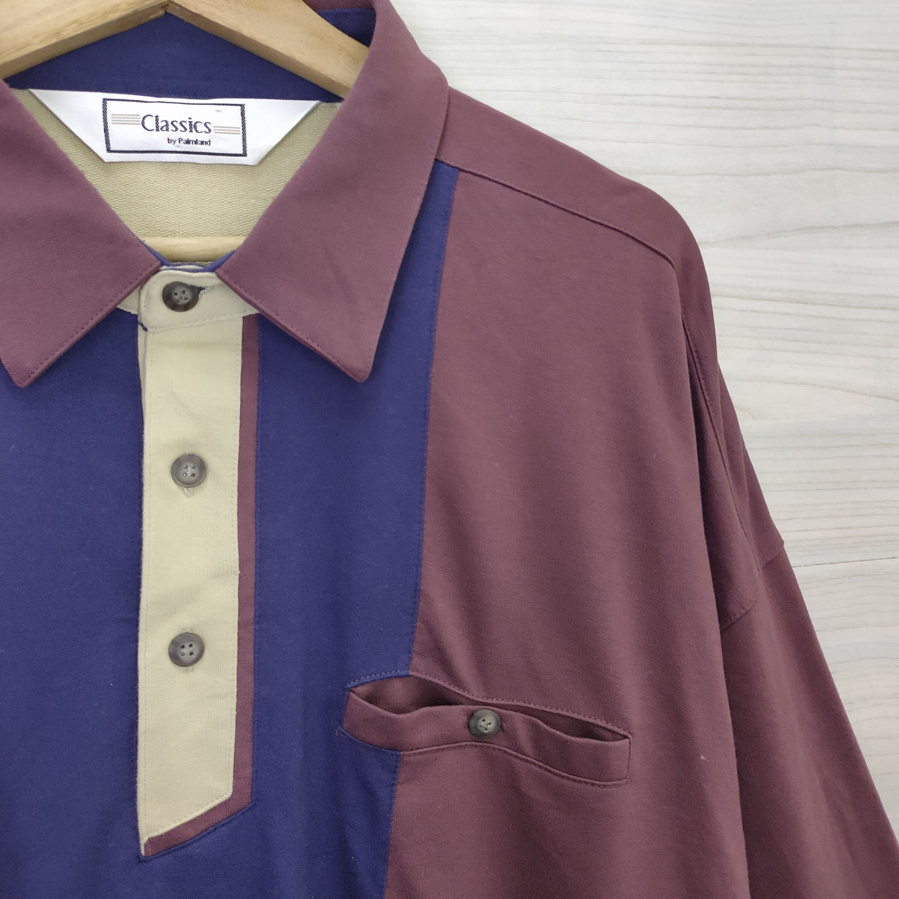 Japanese Brand 90s Palmland Sweater , 1990 Colorblock Polo Size US XXL / EU 58 / 5 - 6 Thumbnail