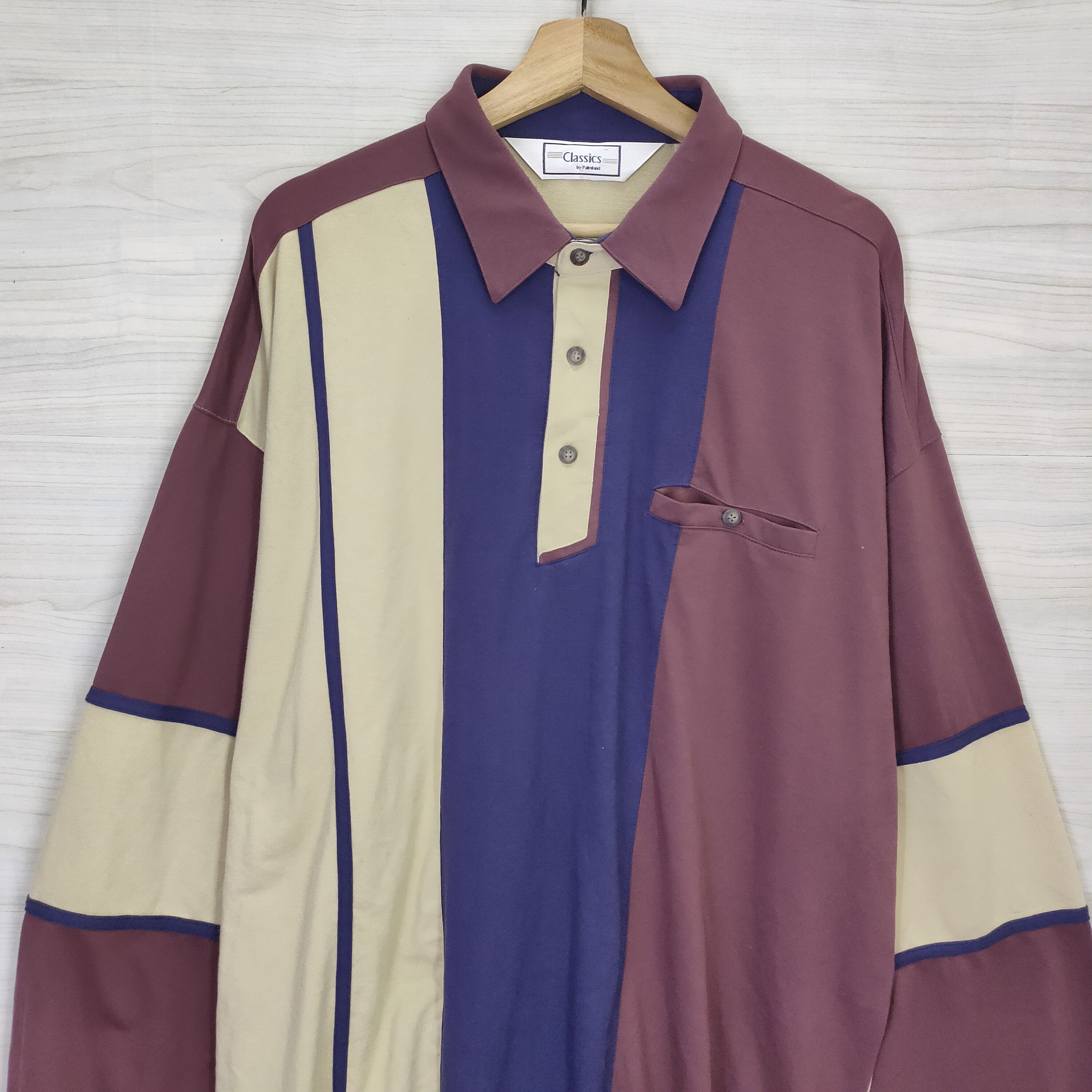 Japanese Brand 90s Palmland Sweater , 1990 Colorblock Polo Size US XXL / EU 58 / 5 - 4 Thumbnail