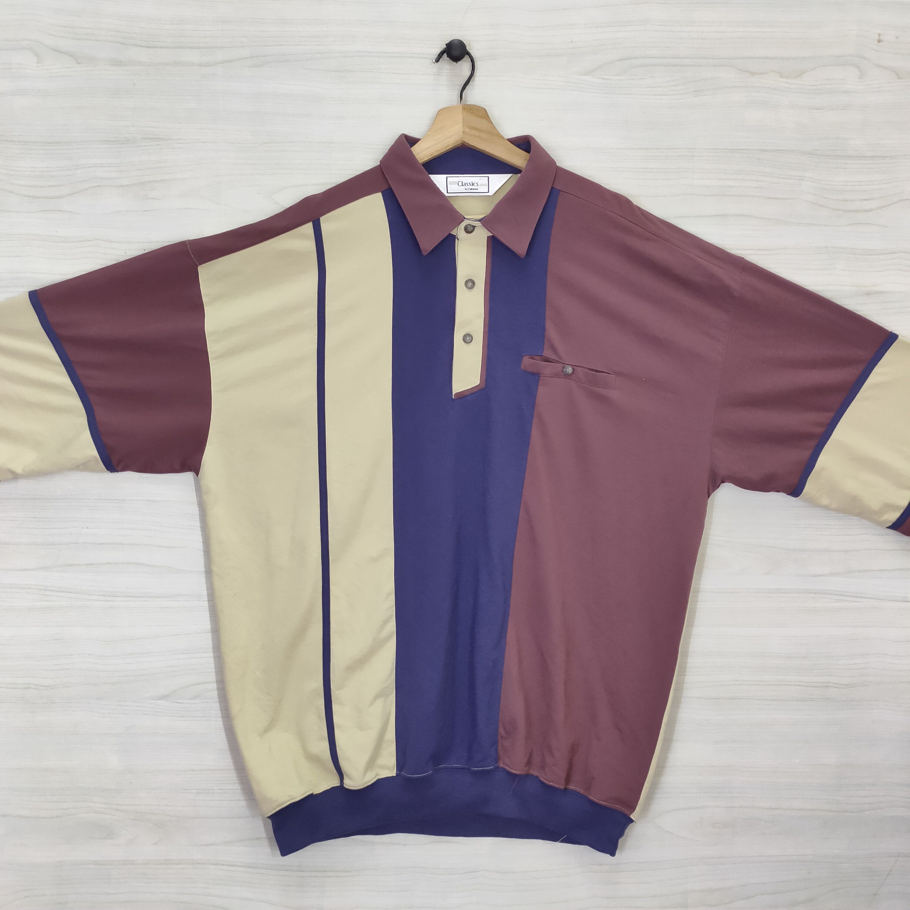 Japanese Brand 90s Palmland Sweater , 1990 Colorblock Polo Size US XXL / EU 58 / 5 - 2 Thumbnail