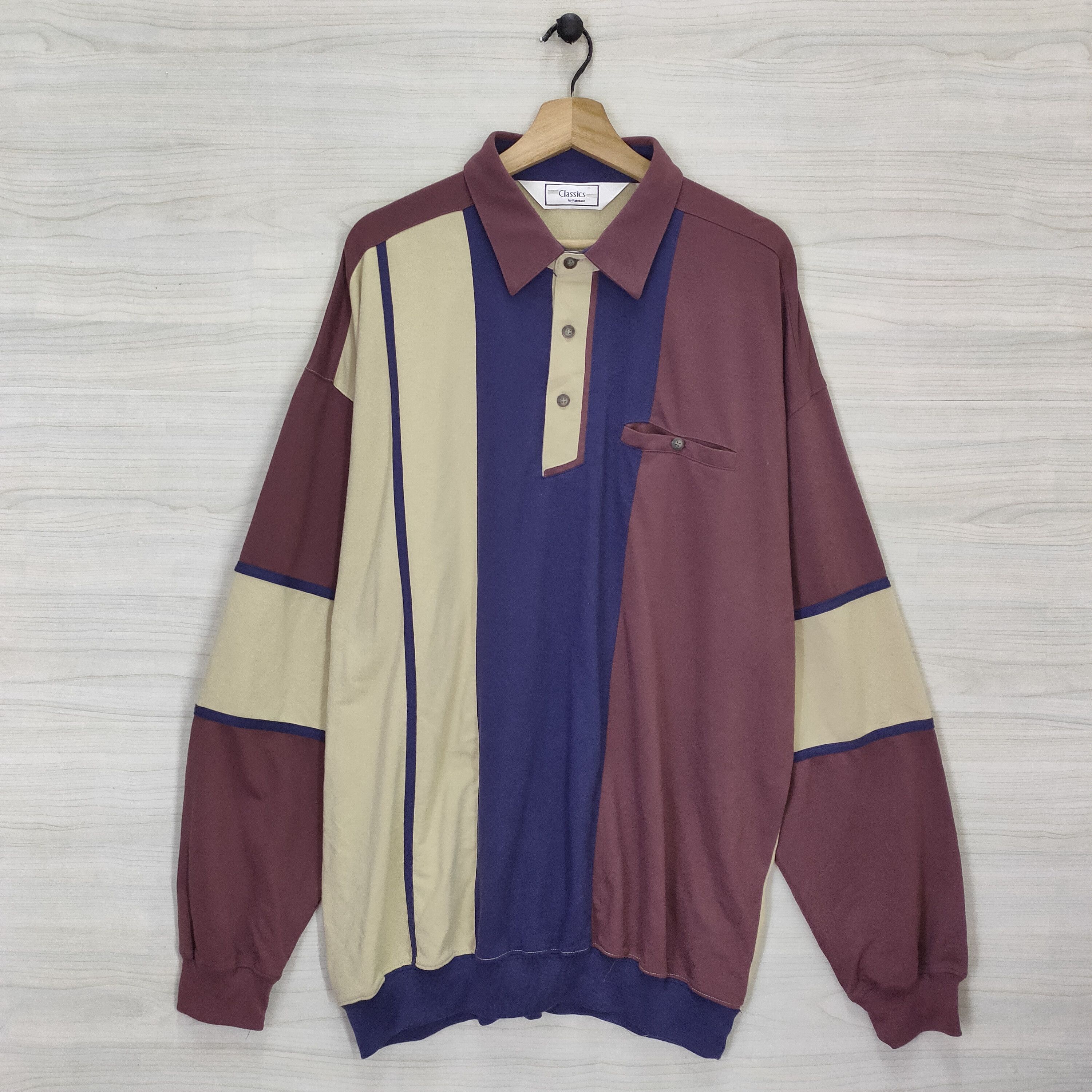 Japanese Brand 90s Palmland Sweater , 1990 Colorblock Polo Size US XXL / EU 58 / 5 - 1 Thumbnail