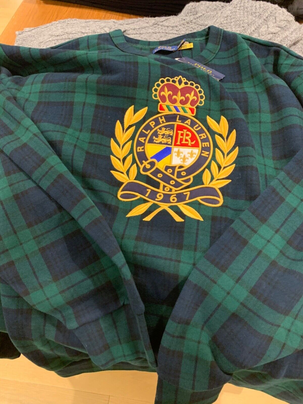 Polo Ralph Lauren Polo Ralph Lauren Men's Plaid Crest Sweatshirt Green XXL Size US XXL / EU 58 / 5 - 12 Thumbnail