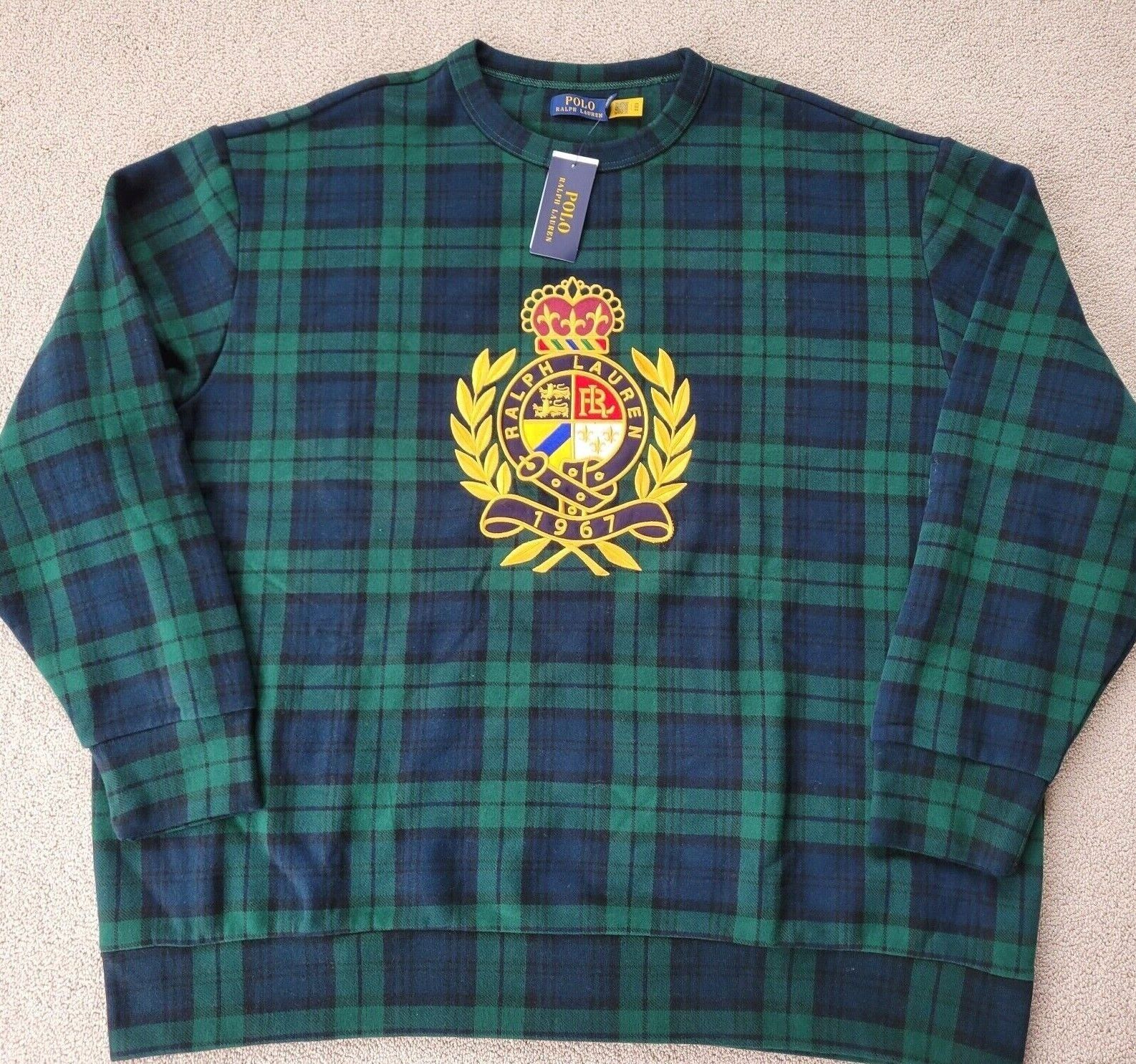 Polo Ralph Lauren Polo Ralph Lauren Men's Plaid Crest Sweatshirt Green XXL Size US XXL / EU 58 / 5 - 6 Thumbnail
