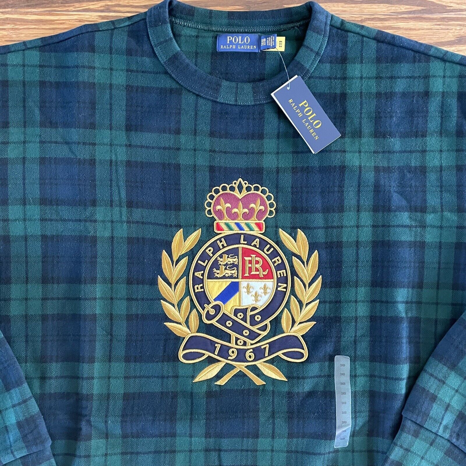 Polo Ralph Lauren Polo Ralph Lauren Men's Plaid Crest Sweatshirt Green XXL Size US XXL / EU 58 / 5 - 11 Thumbnail