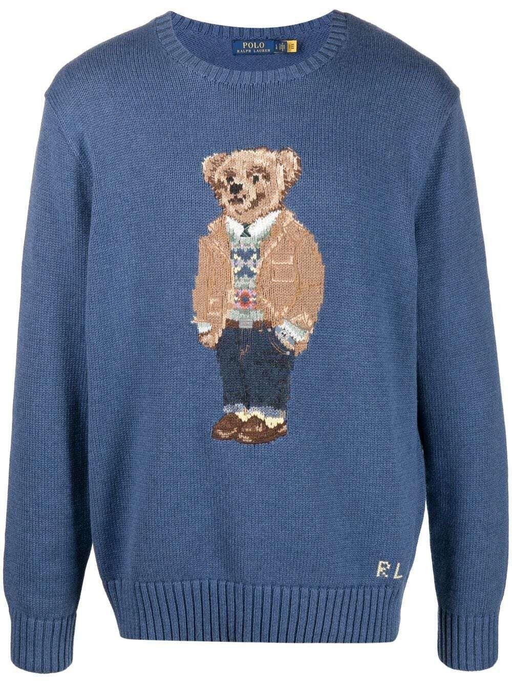 image of Polo Ralph Laurent Bear Knitted Cotton Sweater , Men's (Size 2XL)