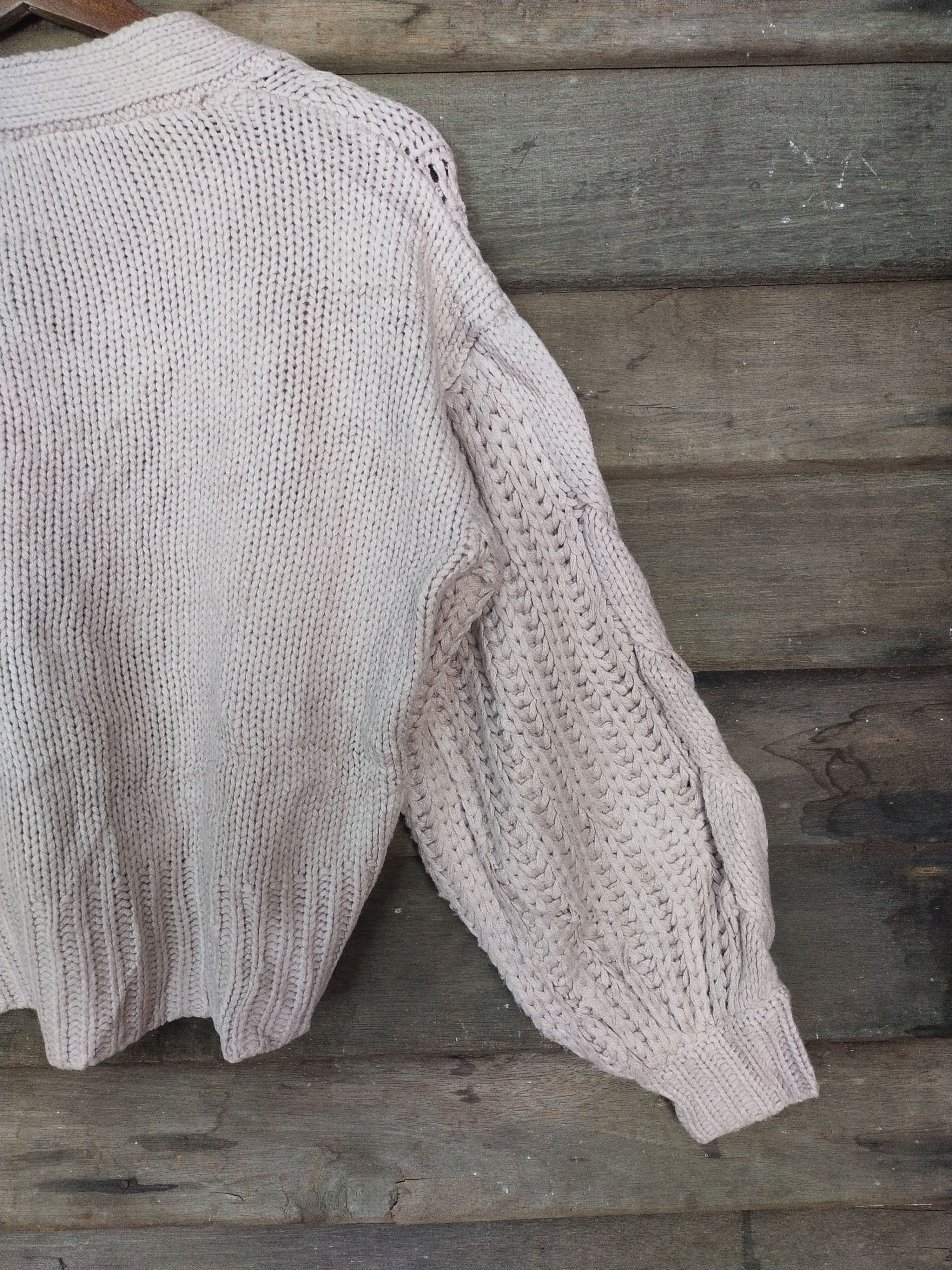 Aran Isles Knitwear × Japanese Brand Ray Cassin pink cardigan cable knitwear #214 Size US S / EU 44-46 / 1 - 9 Thumbnail