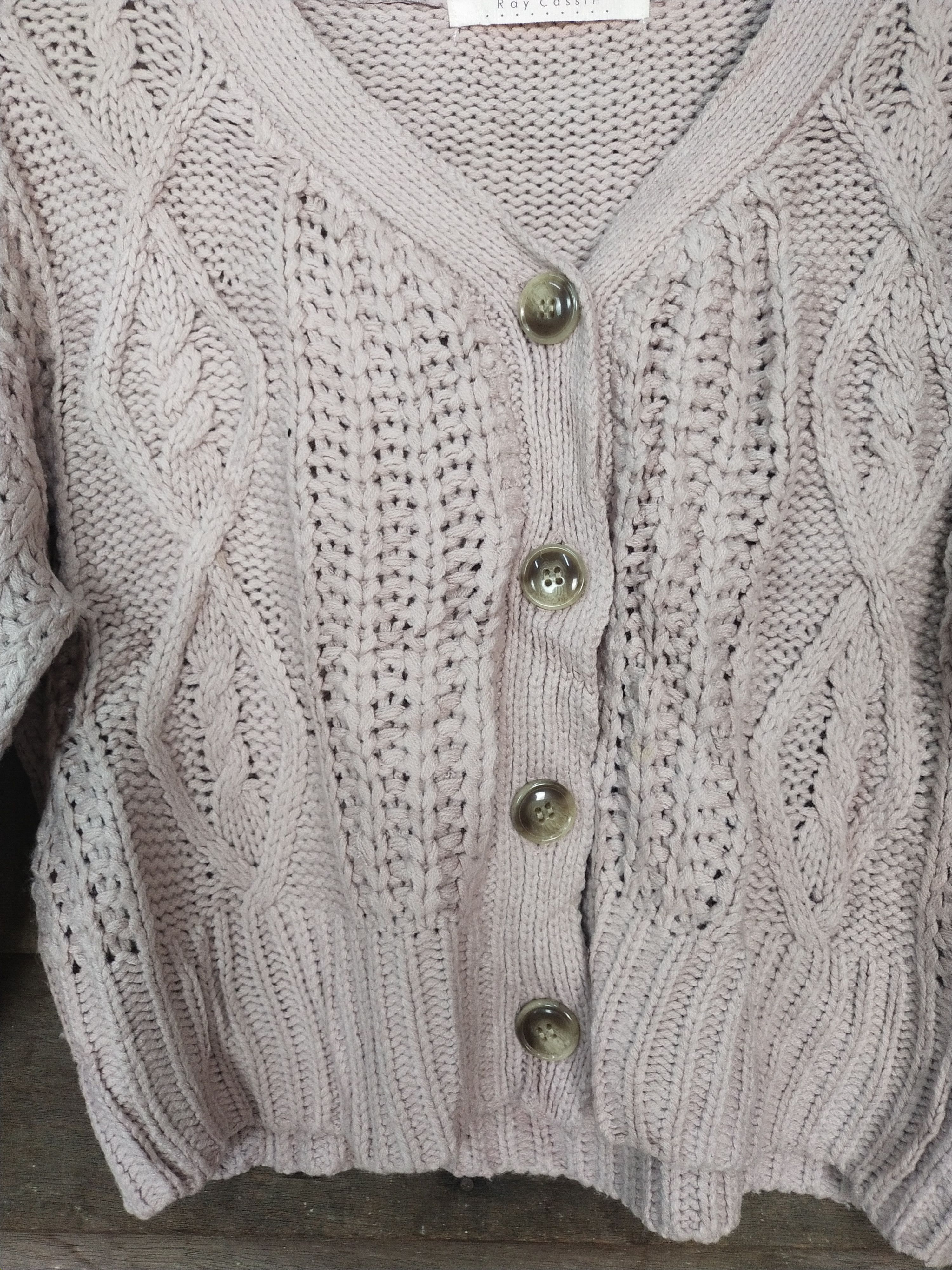 Aran Isles Knitwear × Japanese Brand Ray Cassin pink cardigan cable knitwear #214 Size US S / EU 44-46 / 1 - 3 Thumbnail