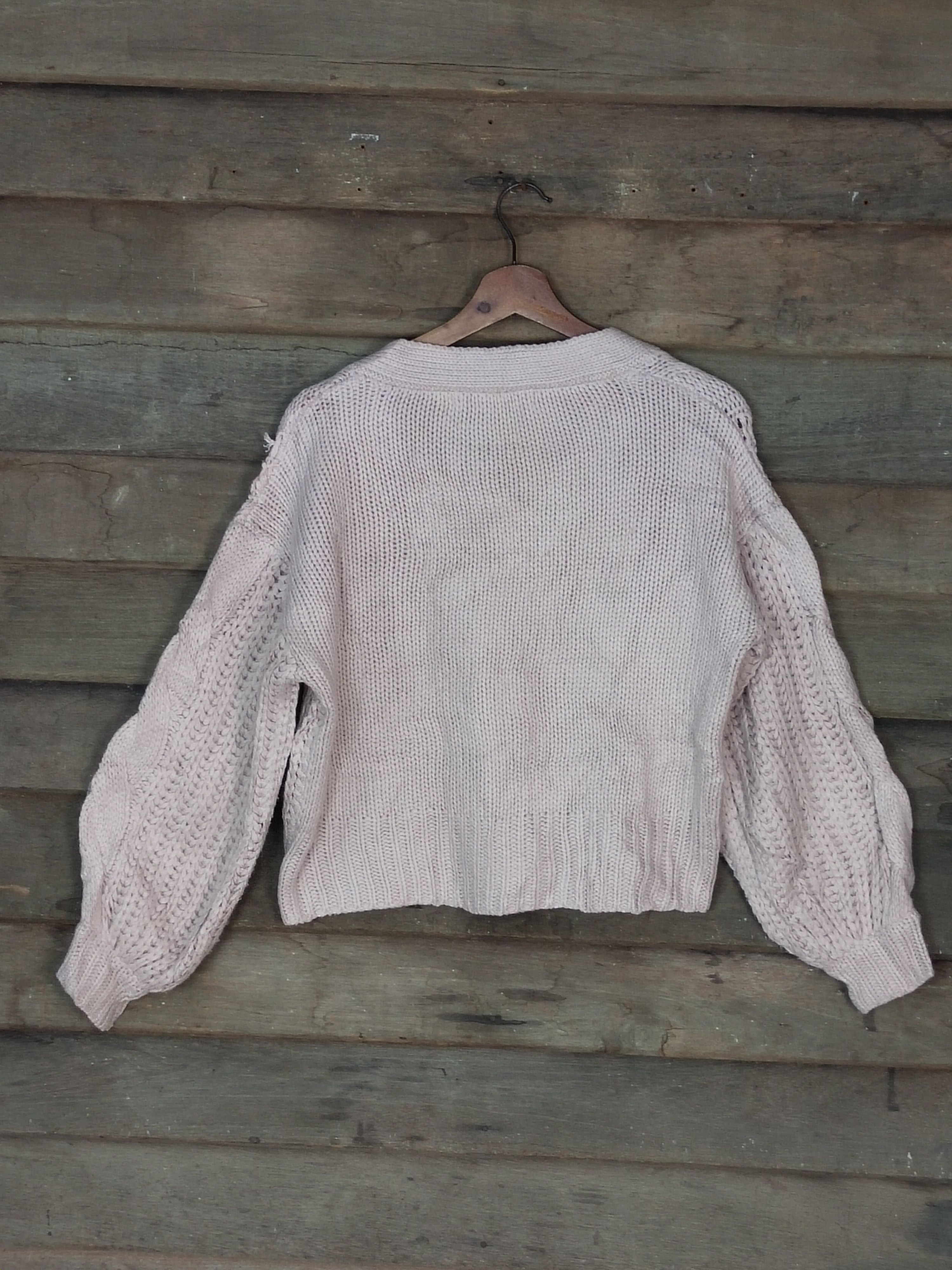 Aran Isles Knitwear × Japanese Brand Ray Cassin pink cardigan cable knitwear #214 Size US S / EU 44-46 / 1 - 8 Thumbnail