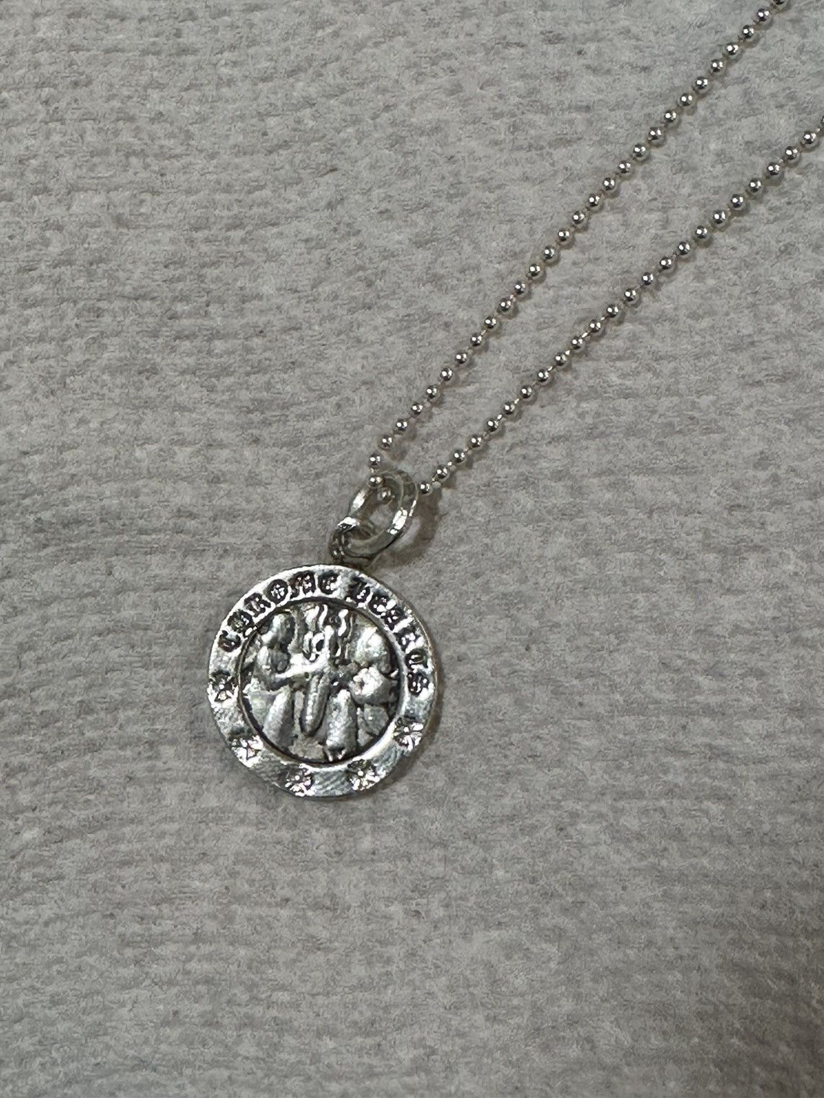 image of Chrome Hearts Angel Medallion V2 Necklace in Silver, Men's