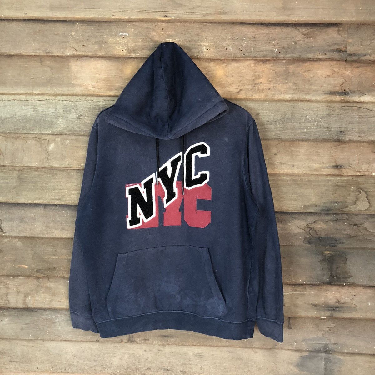 image of H&M New York Dark Blue Hoodie 4758, Men's (Size Medium)