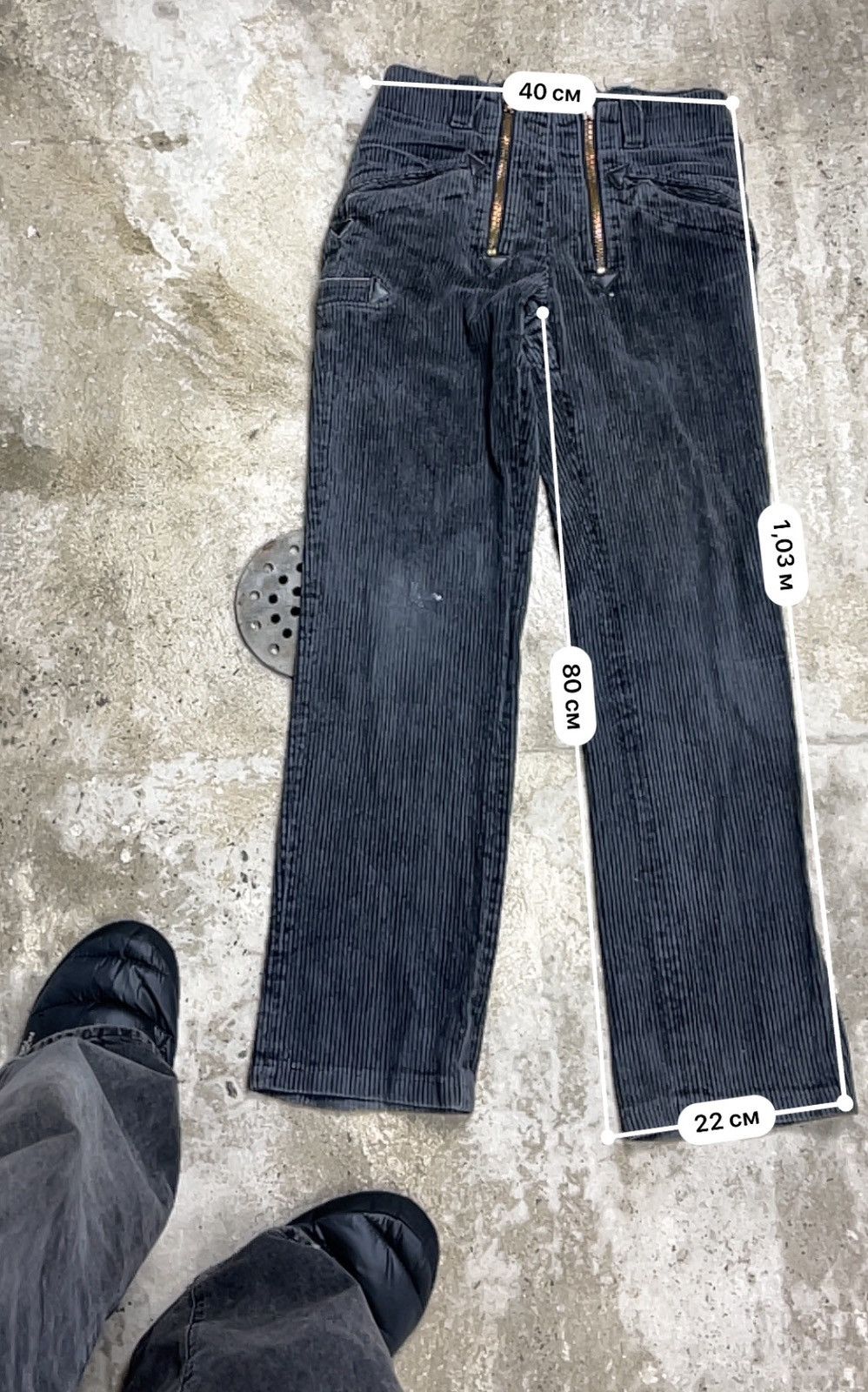 Japanese Brand 1970s FLARE CORDUROY ZIPPED WORK PANTS - № 3104 Size US 32 / EU 48 - 7 Thumbnail