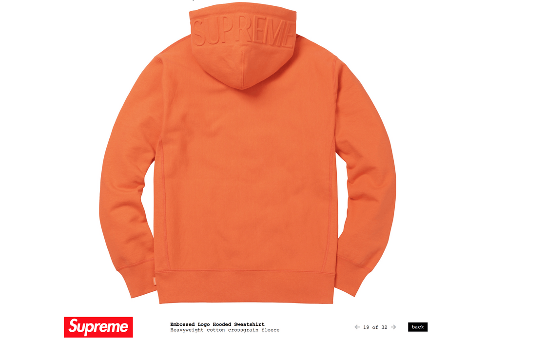 Supreme embossed logo hoodie sweatshirt Orange Grailed