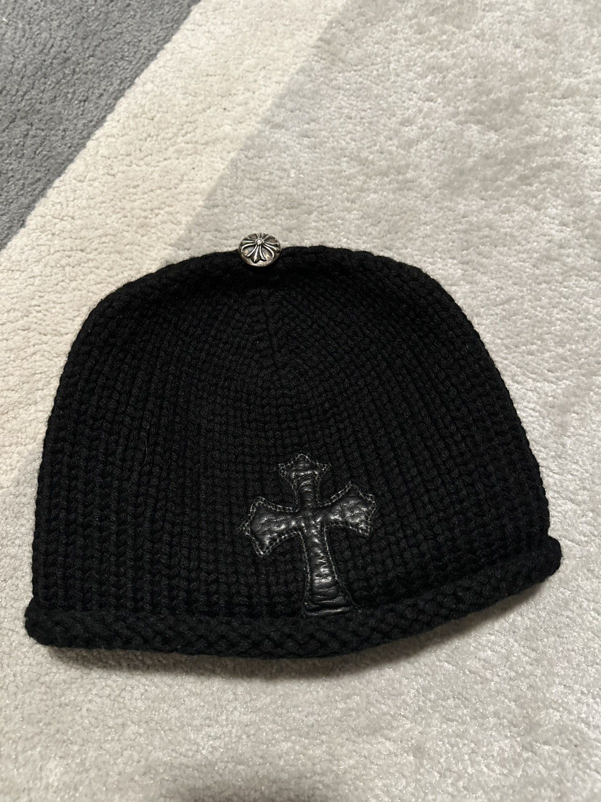 Chrome Hearts Chrome Hearts Woven Beanie with Leather Cross