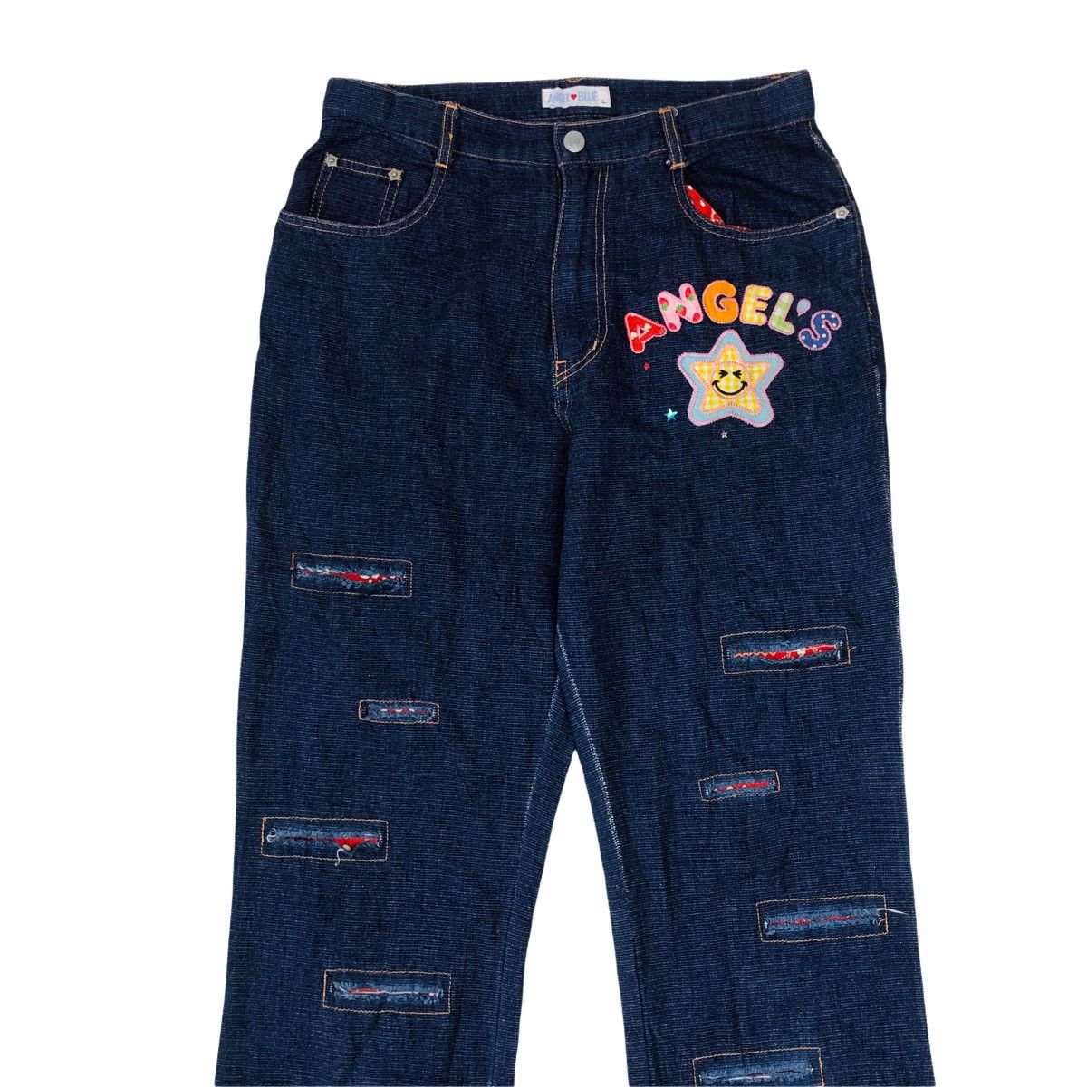 Hysteric Glamour × Japanese Brand 1990s Angel Blue - Stars Angels Distressed Paisley Denim Size US 29 - 1 Thumbnail