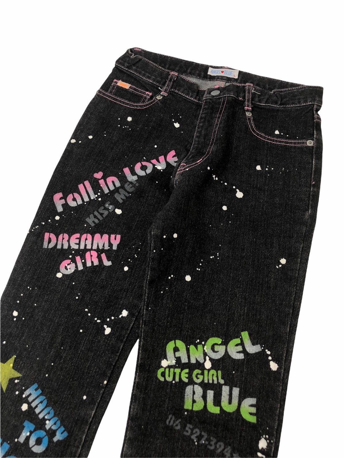 Hysteric Glamour ❤️‍🔥NEEDGONE❤️‍🔥1990s Angel Blue - Painter Denim Pants Size US 29 - 5 Thumbnail