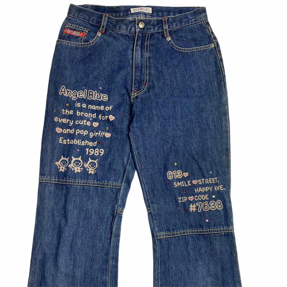 Hysteric Glamour × Japanese Brand ❤️‍🔥DELETE24H❤️‍🔥90s Angel Blue Flower Generation Poem Denim Size US 28 / EU 44 - 4 Thumbnail