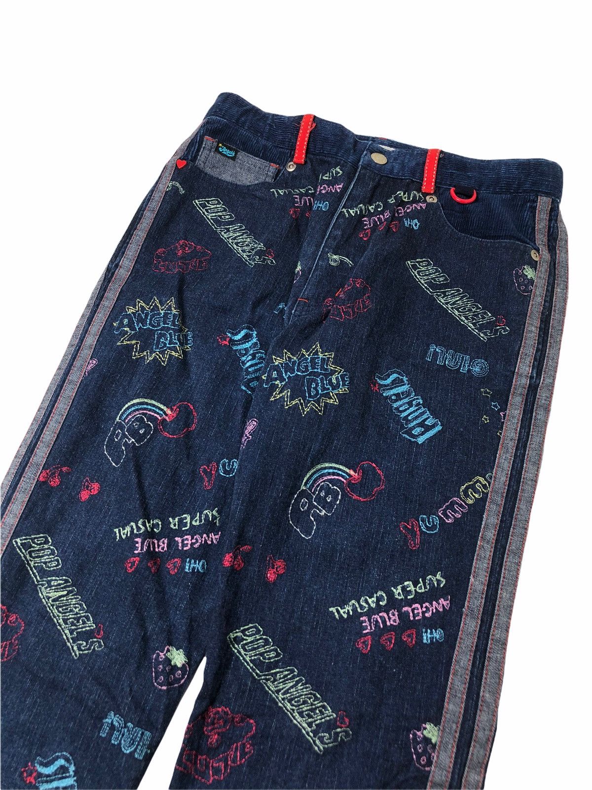 Hysteric Glamour 1990s Angel Blue - Embroidery Denim Pants Size US 29 - 1 Thumbnail