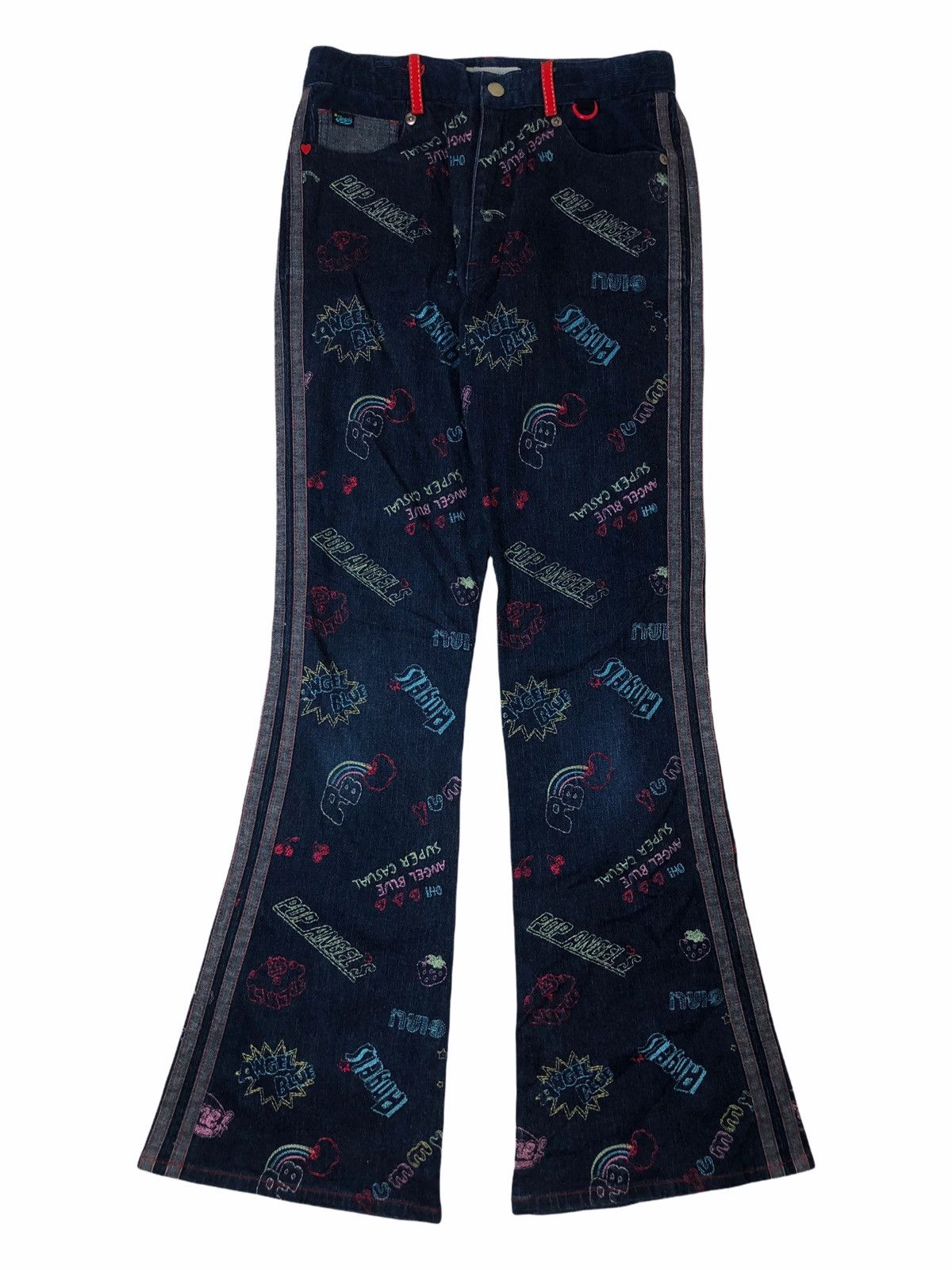 Hysteric Glamour 1990s Angel Blue - Embroidery Denim Pants Size US 29 - 2 Thumbnail