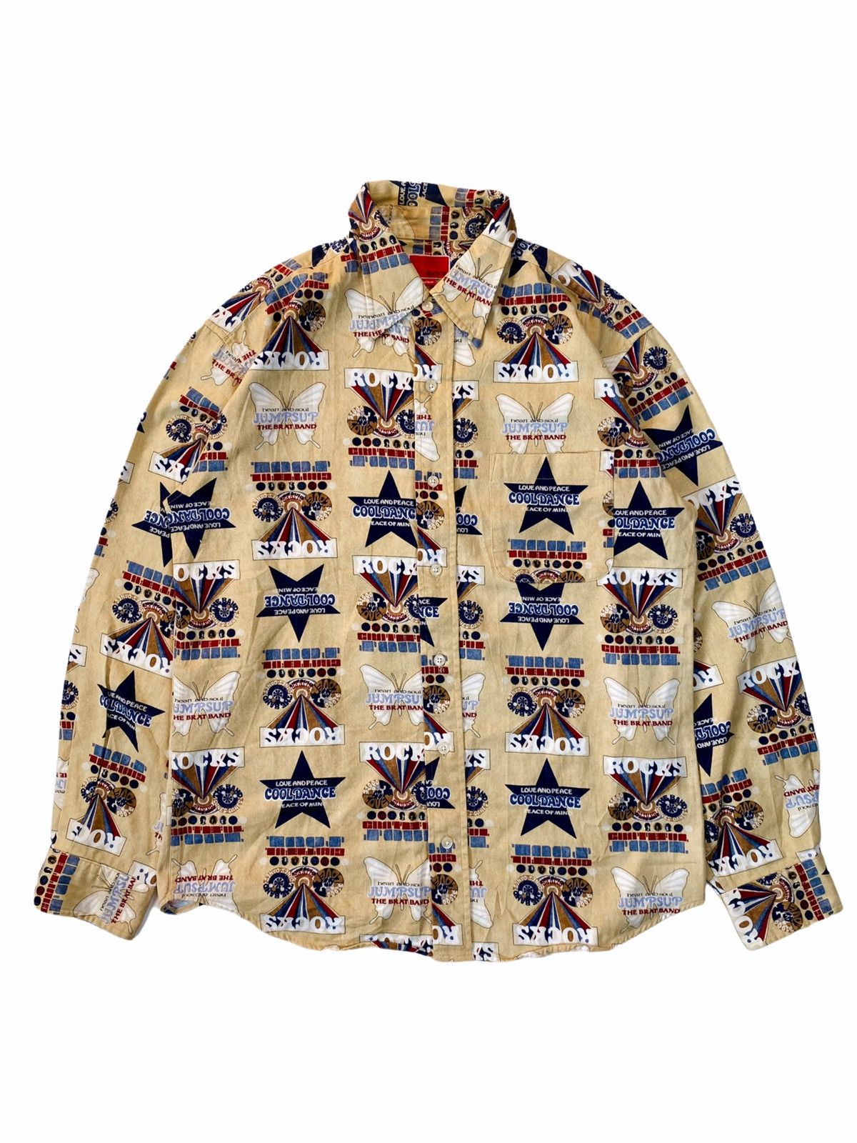 Hysteric Glamour 1990s Clinch - Jumpsup Printed Butterfly Rocks Button Shirt Size US M / EU 48-50 / 2 - 3 Thumbnail