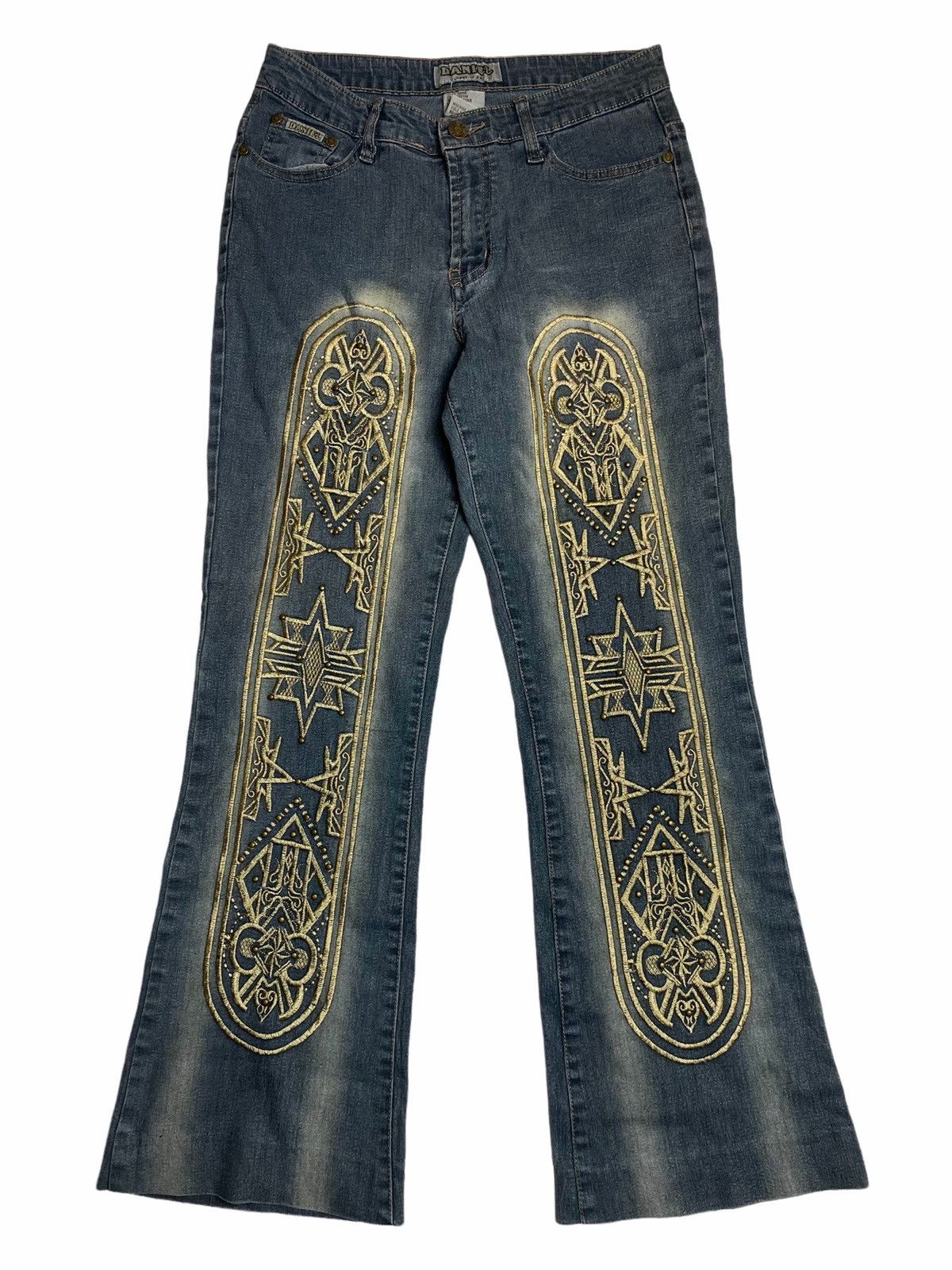 Designer 1990s Daniel Jeans - Embroidery Ancient Denim Pants Size US 29 - 1 Thumbnail