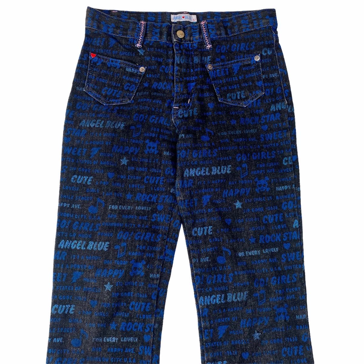 Hysteric Glamour × Japanese Brand 1990s Angel Blue - Flower Generation Pop Word Denim Pants Size US 28 / EU 44 - 4 Thumbnail